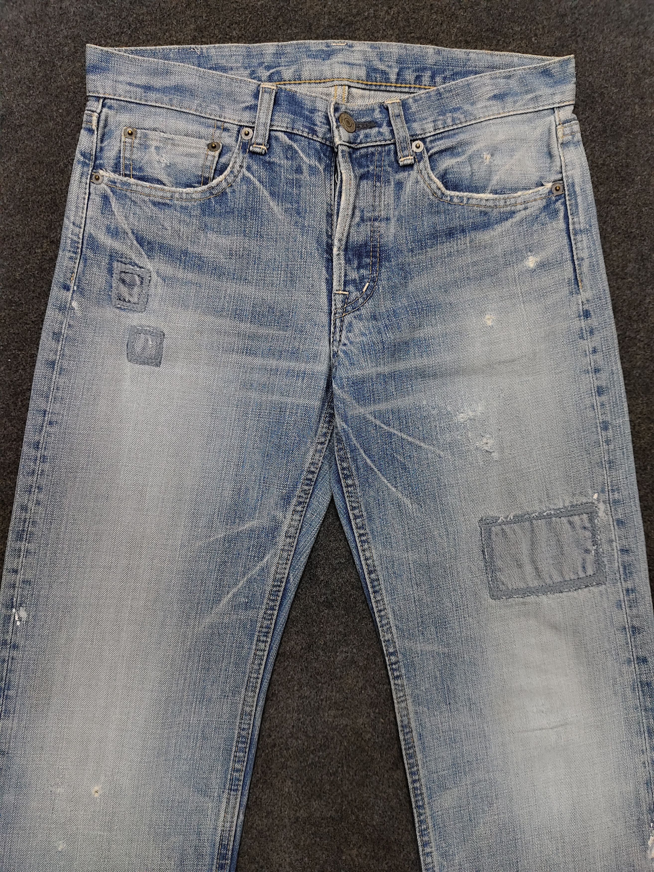 Japanese Brand Domigo Japan- Hand Aged Indigo Distressed Pacthwork Jeans Size US 30 / EU 46 - 2 Thumbnail