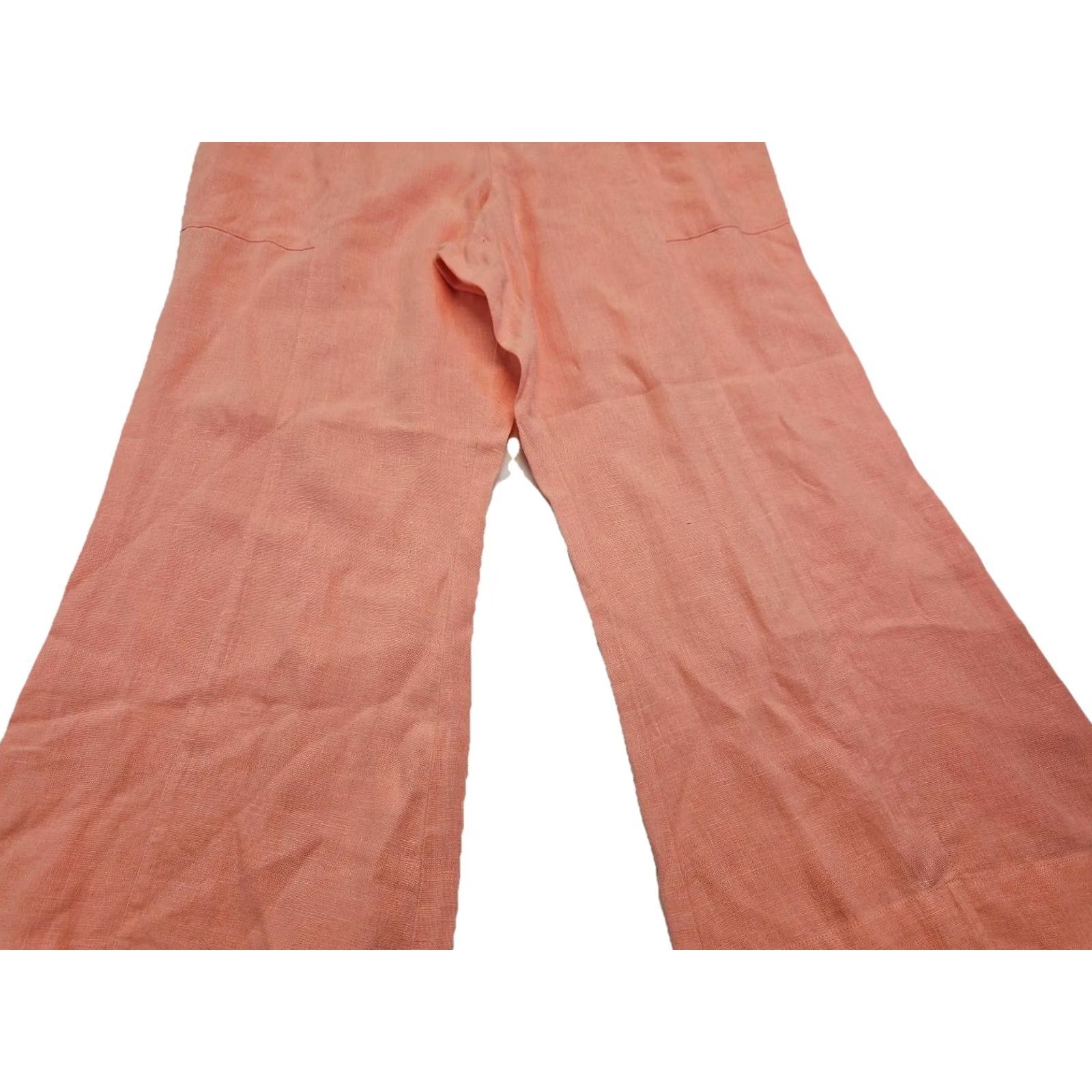 Pinko Ivy Jane Pink Linen Wide Leg Pants Womens Small Boho Cottagecore Elastic Waist - Pants - Small - Pink - Linen - Wide-Leg - Beach - Bohemian - 90s? Size 28" / US 6 / IT 42 - 4 Thumbnail