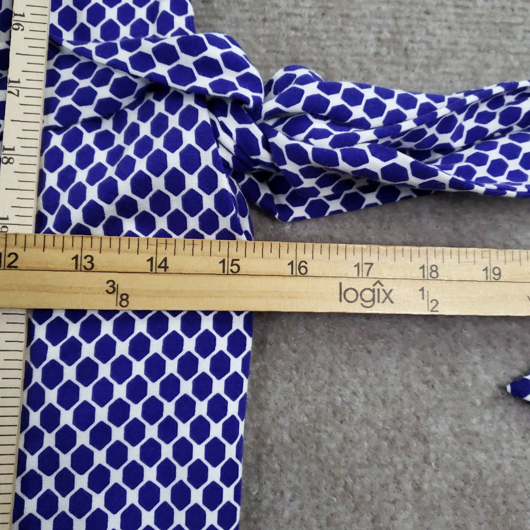 Diane von Furstenberg Diane von Furstenberg Dress Womens 6 Blue Geometric Wrap Midi 3/4 Sleeve V-Neck Belted Tie Size M / US 6-8 / IT 42-44 - 4 Thumbnail