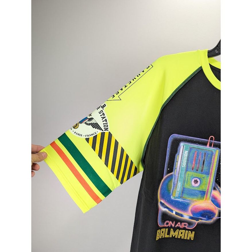 Balmain o1rshd1 Q:2 / " On Air " T-Shirt in Black/Lime Size US M / EU 48-50 / 2 - 9 Thumbnail