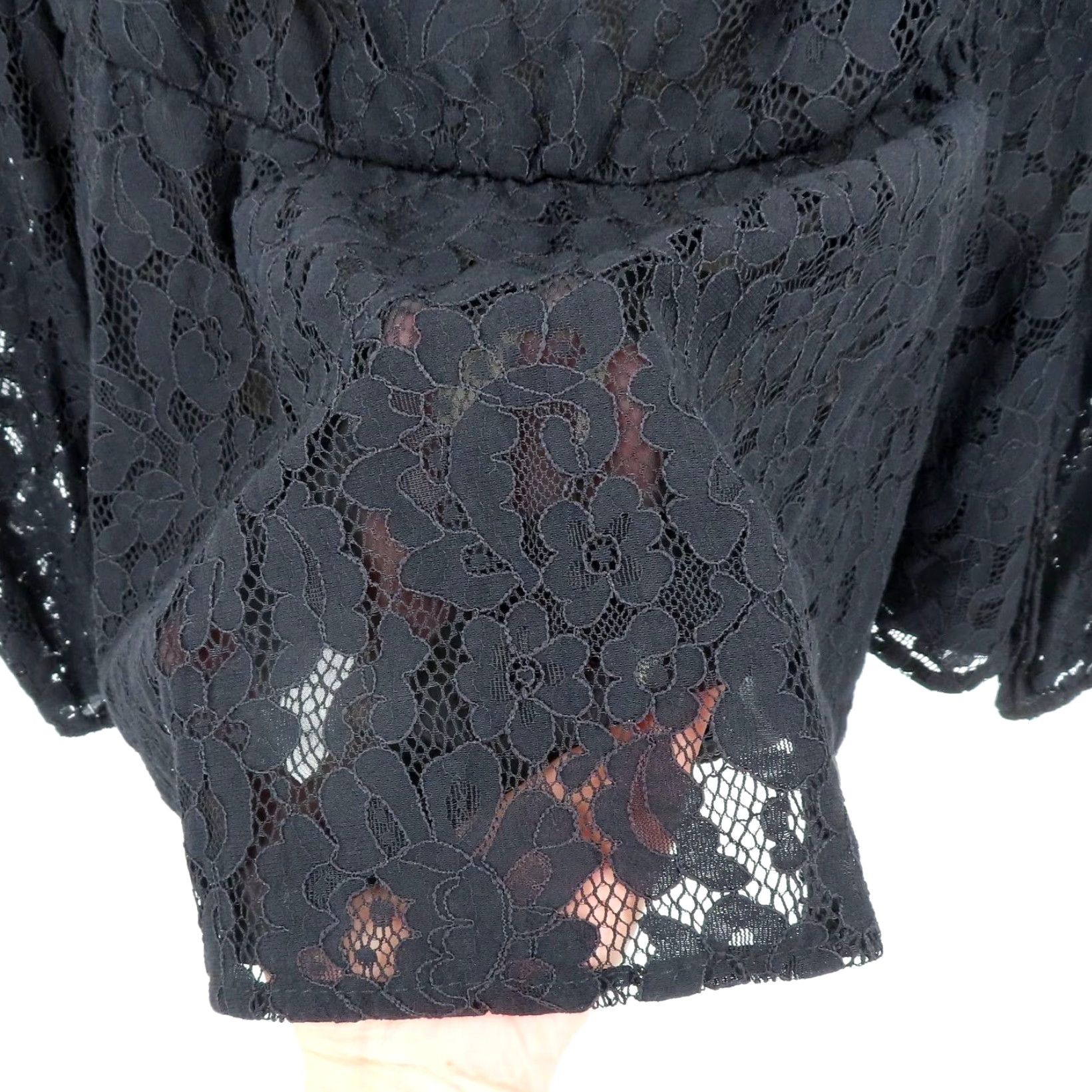 Torrid Torrid Blouse Shirt Women Large Black Floral Lace Sweetheart Neck Top Waist Elastic Puff Nylon Lace Floral Vintage No Size L / US 10 / IT 46 - 4 Thumbnail