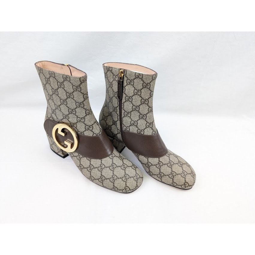 Gucci o1rshd1 T GG Supreme Malaga Kid Boots in Beige Ebony/N.Acero Size US 6.5 / IT 36.5 - 15 Thumbnail