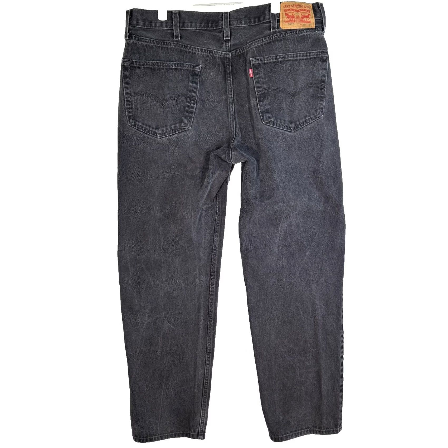 Levi's VINTAGE Levi's 550 Jeans Mens 38x34 Black Relaxed Fit Tapered Leg Denim Pants Riveted Levi's 550 logo retro 5-pocket Mens Regular Jeans Black Clothing Size US 38 / EU 54 - 2 Thumbnail