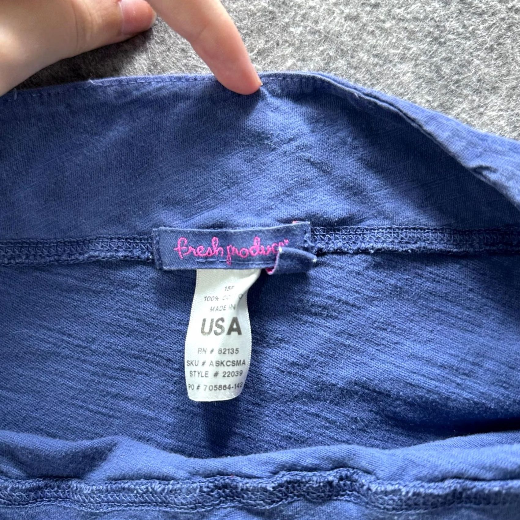 Vintage Fresh Produce Skirt Womens 18 Blue A-Line Elastic Waist Jersey Knee Length USA Size XXL / US 16-18 / IT 52-54 - 3 Thumbnail