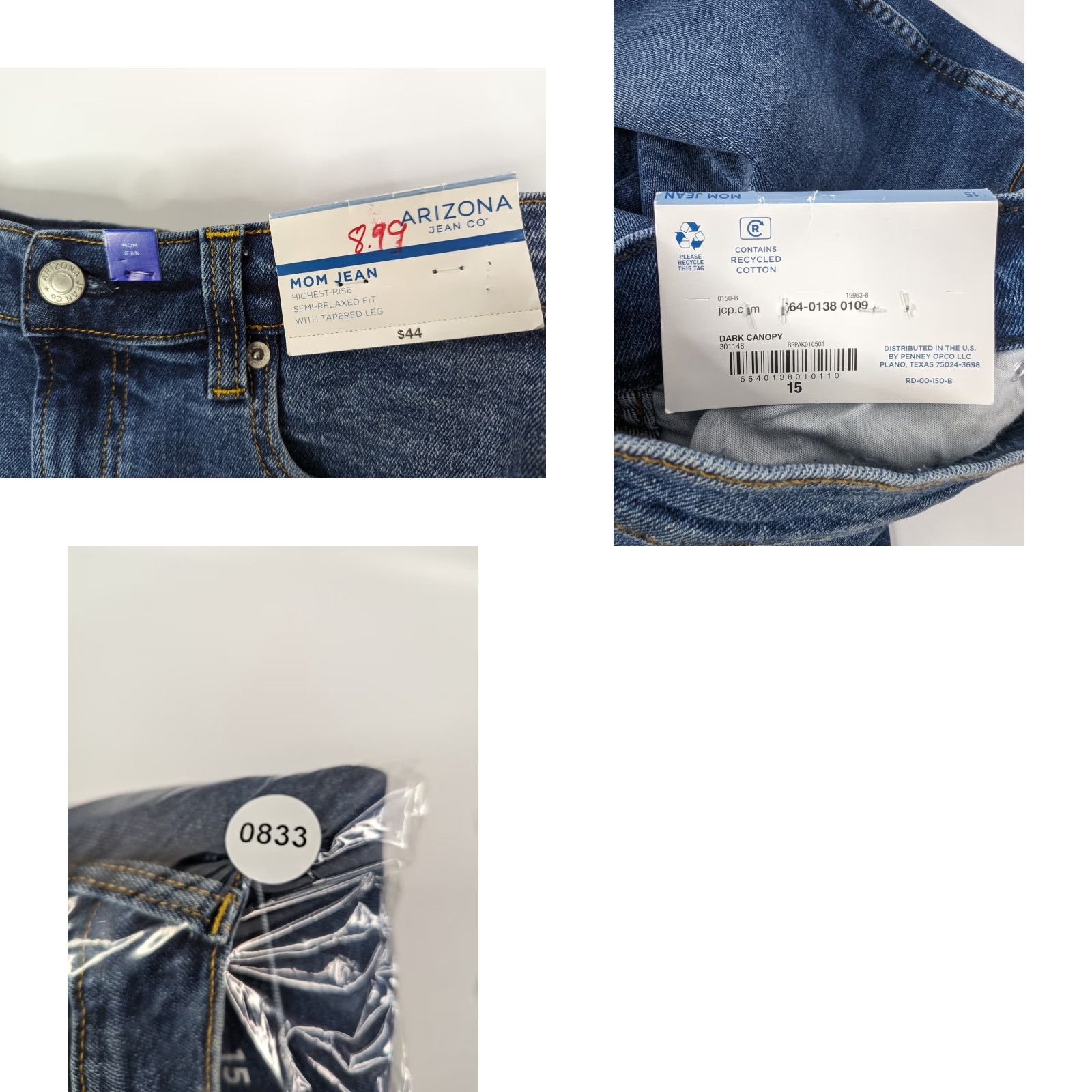 Vintage Arizona Jeans Mom Jeans Size 15 Highest Rise Blue Distressed Dark Denim NWT Size 36" / US 14 / IT 50 - 9 Thumbnail