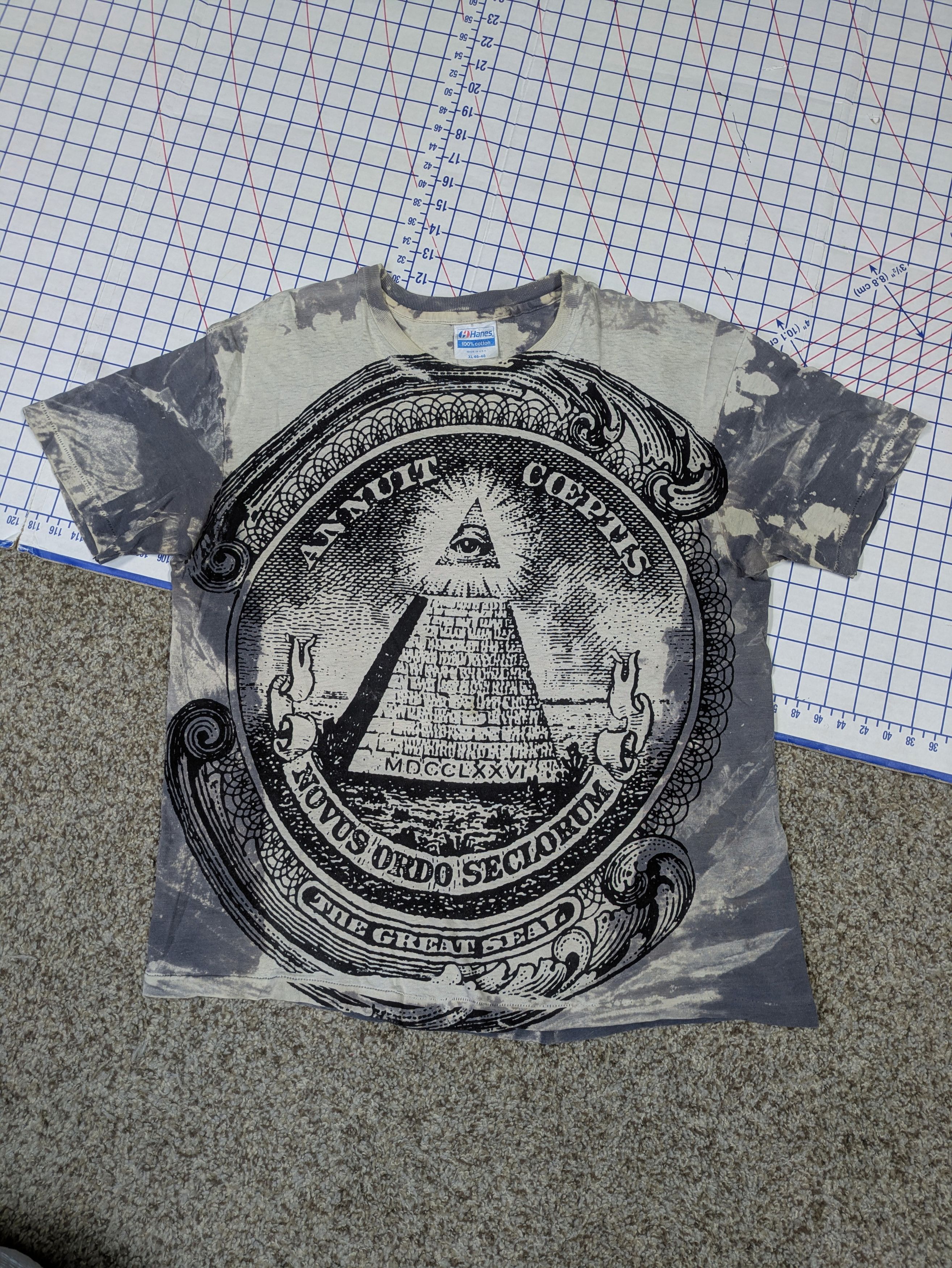 Vintage Mosquitohead Illuminati The Great Seal Freemason Tee