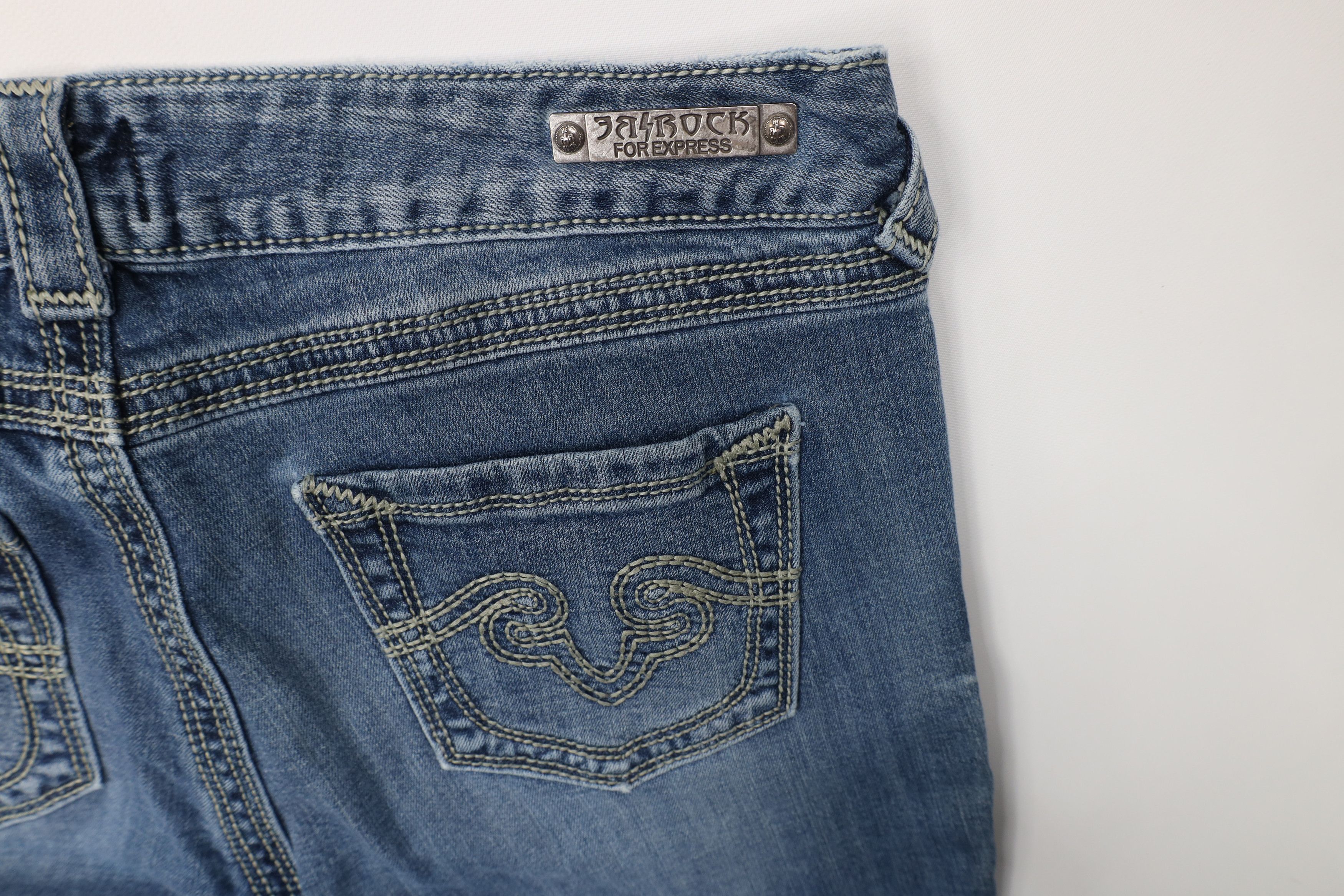 Express Y2K Express ReRock Stitch Flared Boot Cut Denim Jeans Blue Size 30" / US 8 / IT 44 - 15 Thumbnail