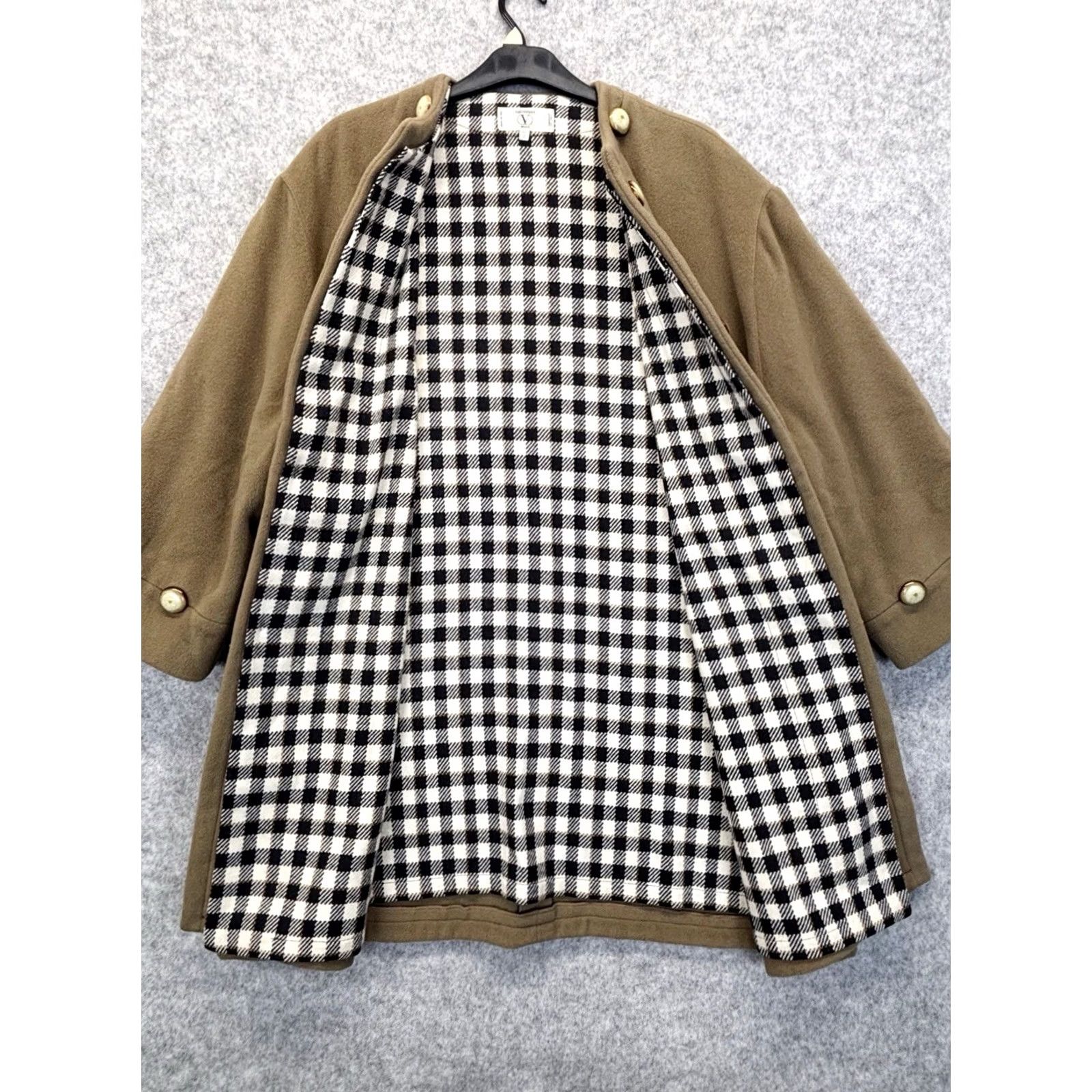 Valentino VINTAGE Valentino Jacket Coat Wool Open Front Khaki Brown UK10 / IT44 3/4 Sleeve Women’s / Mens? (No) Size L / US 10 / IT 46 - 3 Thumbnail