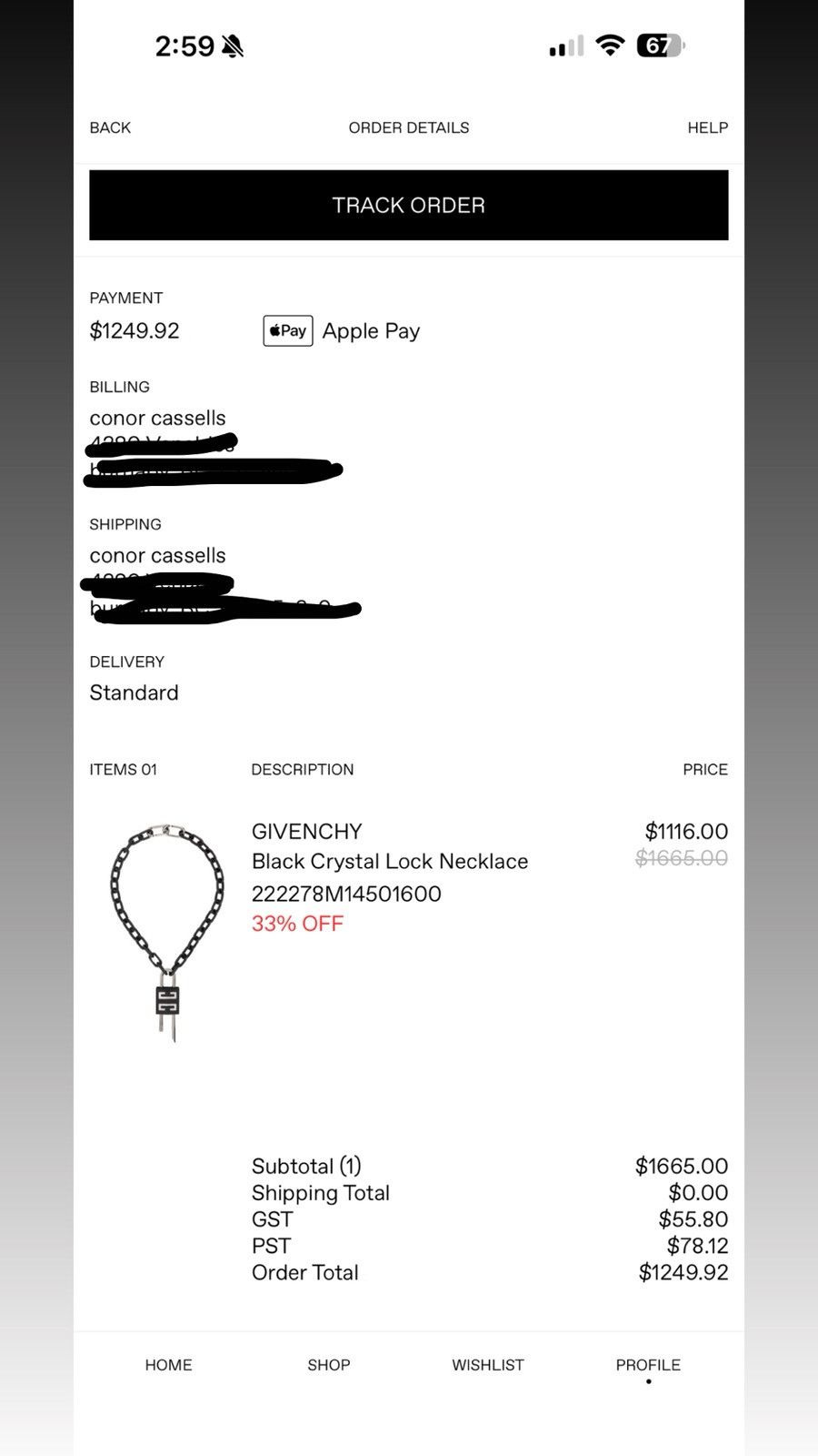 Givenchy GIVENCHY Black Crystal Lock Necklace Size ONE SIZE - 6 Thumbnail