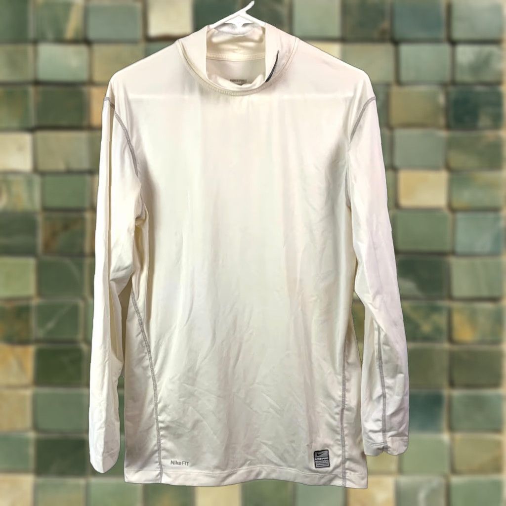 Nike Nike Pro T-Shirt Long Sleeve Crew Neck White 2XL Mens Athletic Size US XXL / EU 58 / 5 - 1 Thumbnail