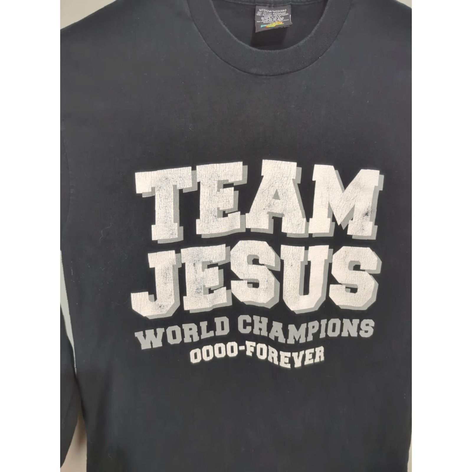 Vintage VINTAGE Space Jam Shirt Jesus World Champions T-Shirt Crew Neck Long Sleeve Black Mens M Size US M / EU 48-50 / 2 - 7 Thumbnail
