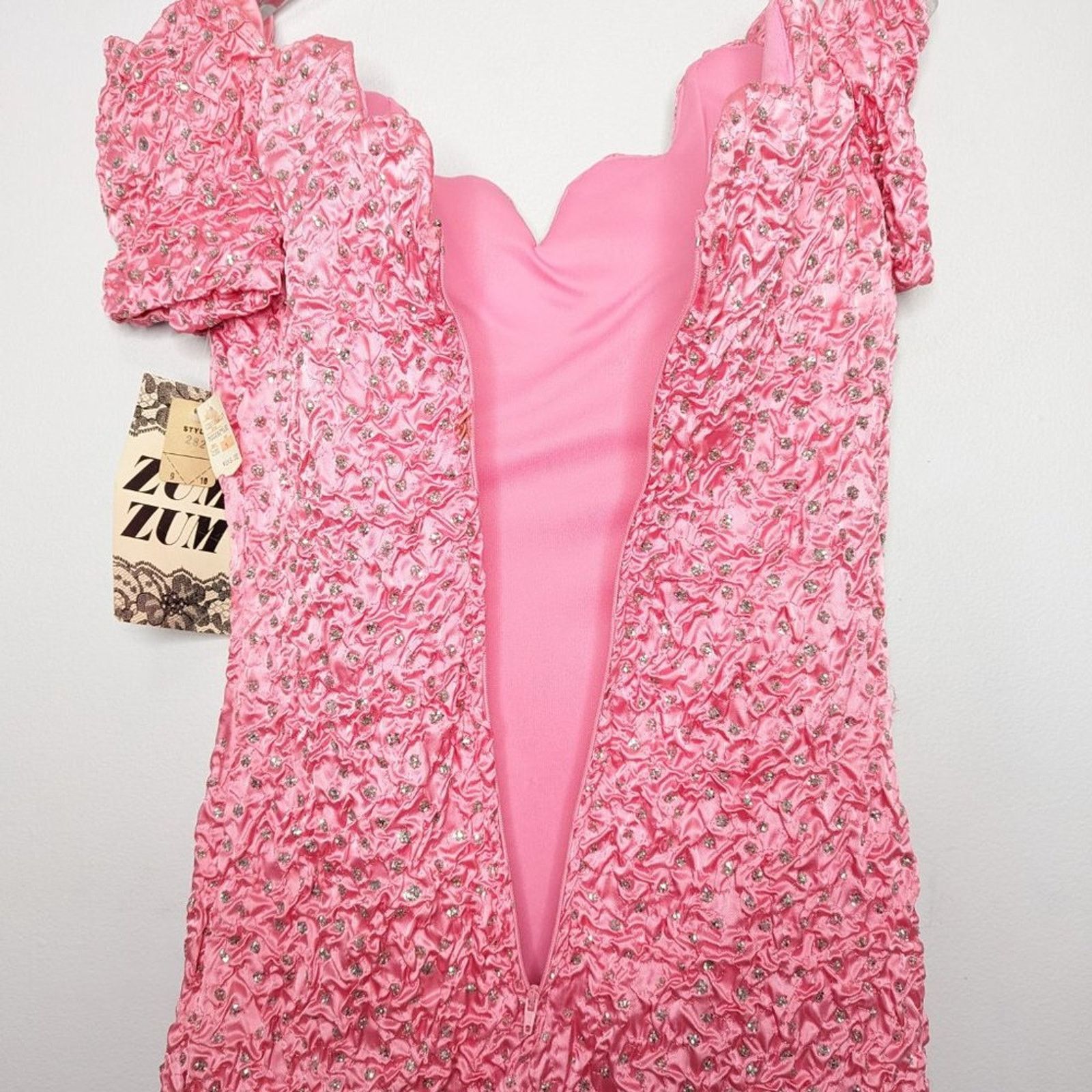 Vintage Vintage Zum Zum Pink Off The Shoulder Mini Glitter Polka Dot Size S / US 4 / IT 40 - 5 Thumbnail