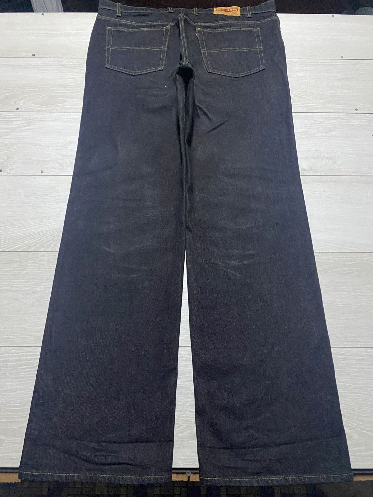 Big John Vintage Big John Black Denim Distressed Repair Baggy Jeans Size US 41 - 2 Thumbnail