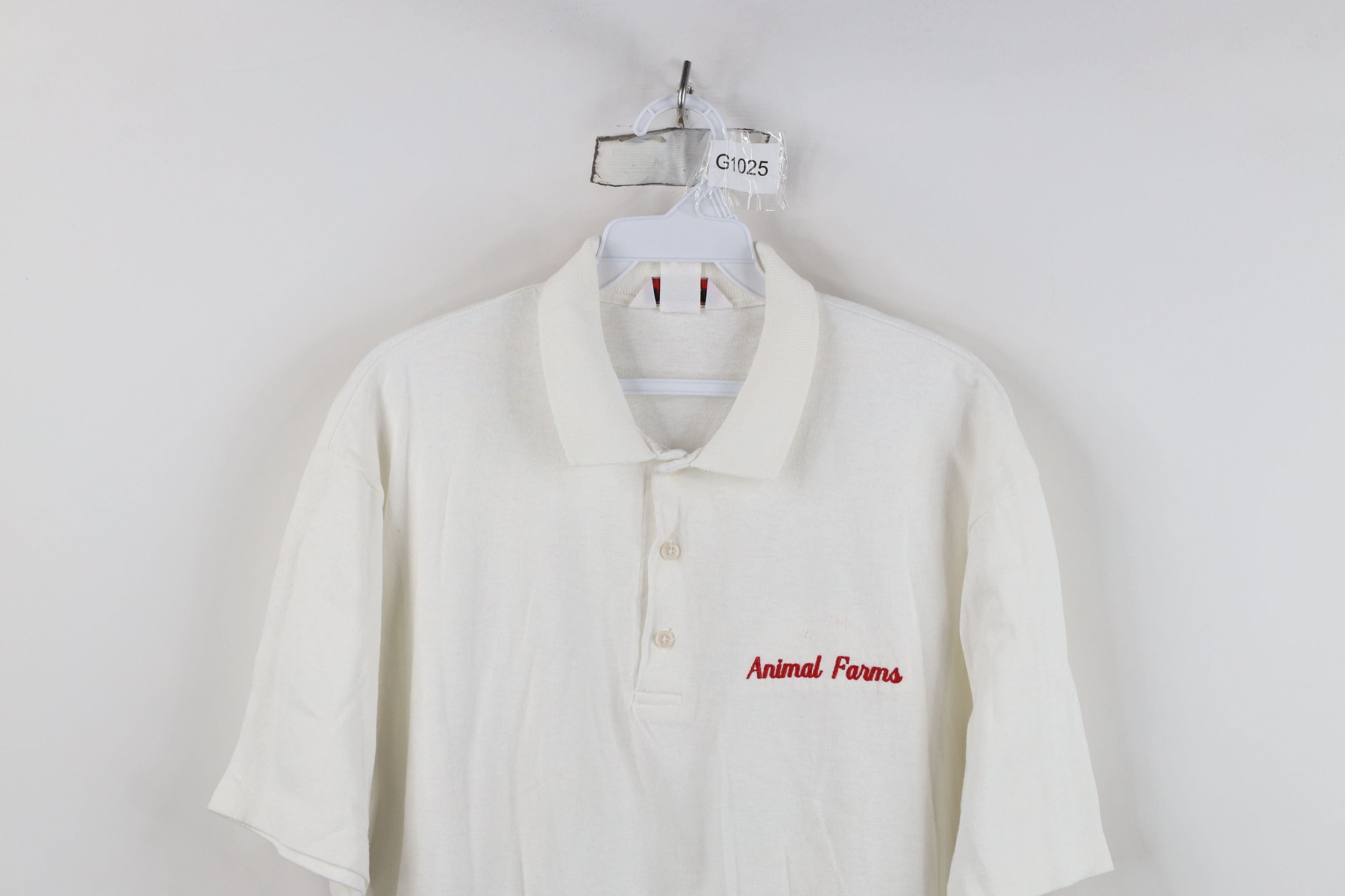 Vintage Vintage 80s 90s Spell Out Animal Farms Polo Shirt White USA Size US L / EU 52-54 / 3 - 2 Thumbnail
