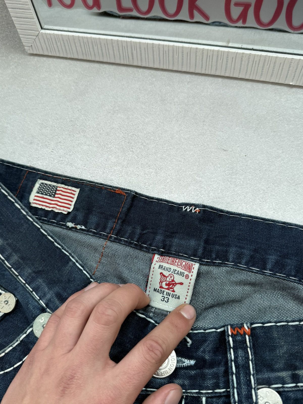True Religion True Religion Men’s Distressed Slim Jeans Dark Wash Ripped Size US 33 - 6 Thumbnail