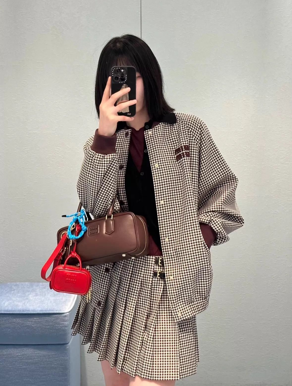 Miu Miu MIU MIU Bordeaux Red Logo Patch Single-Breasted Wool Jkt 38 Size XS / US 0-2 / IT 36-38 - 7 Thumbnail