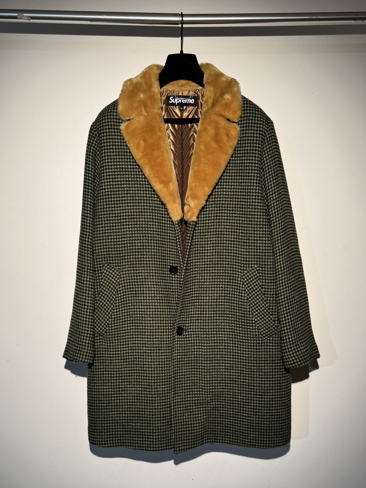 Supreme Supreme Fur Collar Car Coat Green Houndstooth Size US XL / EU 56 / 4 - 1 Thumbnail