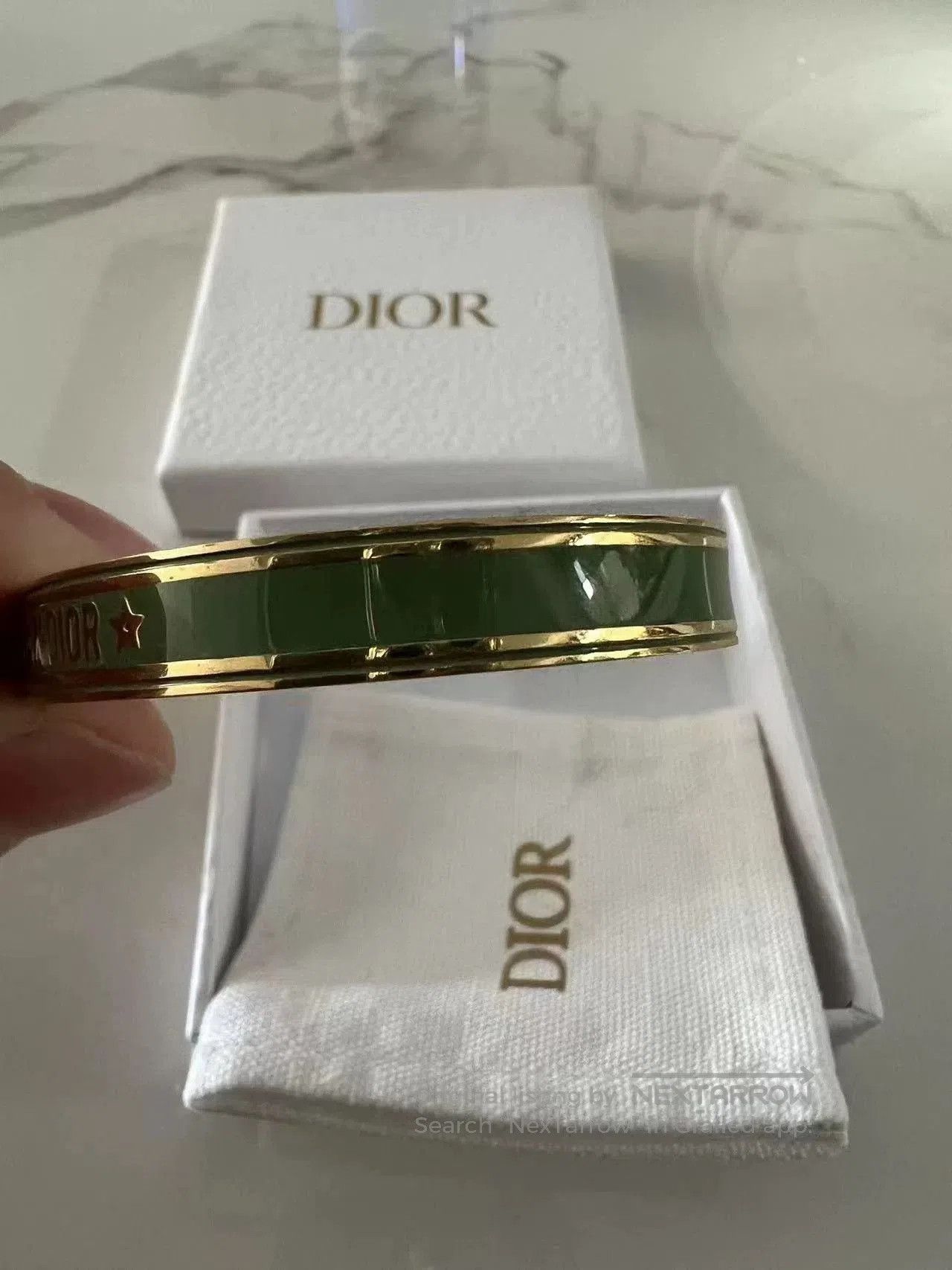 Dior Dior Green Enamel Letter Open Bangle M. Size ONE SIZE - 3 Thumbnail