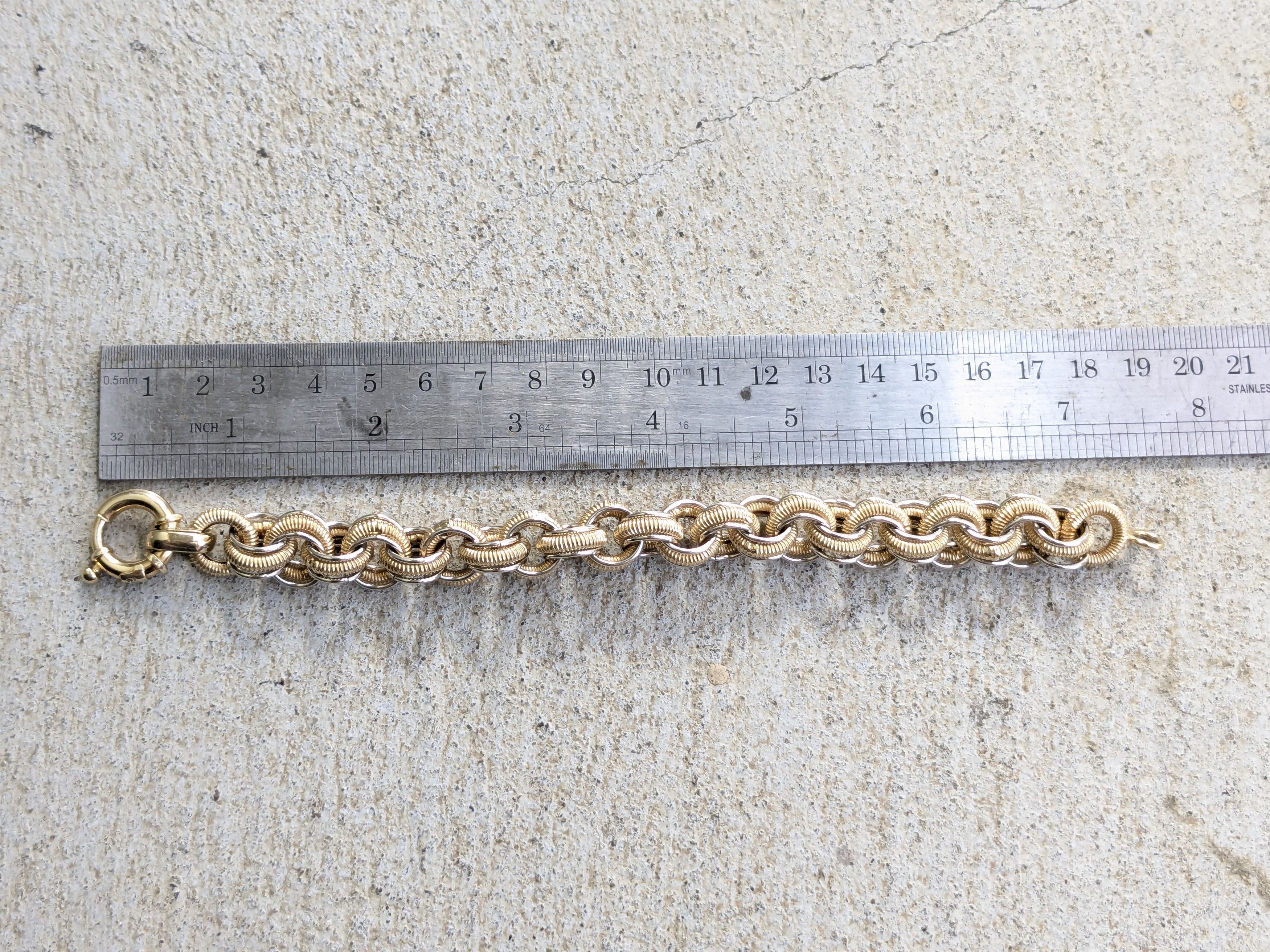 Sterling Silver Milor Sterling Silver Bracelet Round Vermeil Gold Plated 7.5 Size ONE SIZE - 14 Thumbnail