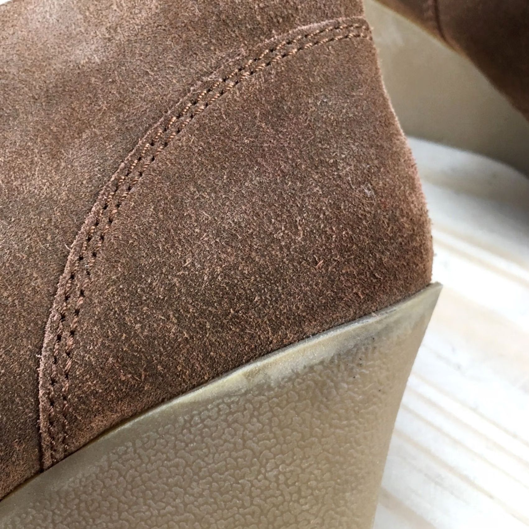 Vintage White Mountain Womens Chukka Boots - Brown Leather Wedge Heels - 8/6.5 US Size - Casual Booties - Fashion Size US 8 / IT 38 - 5 Thumbnail