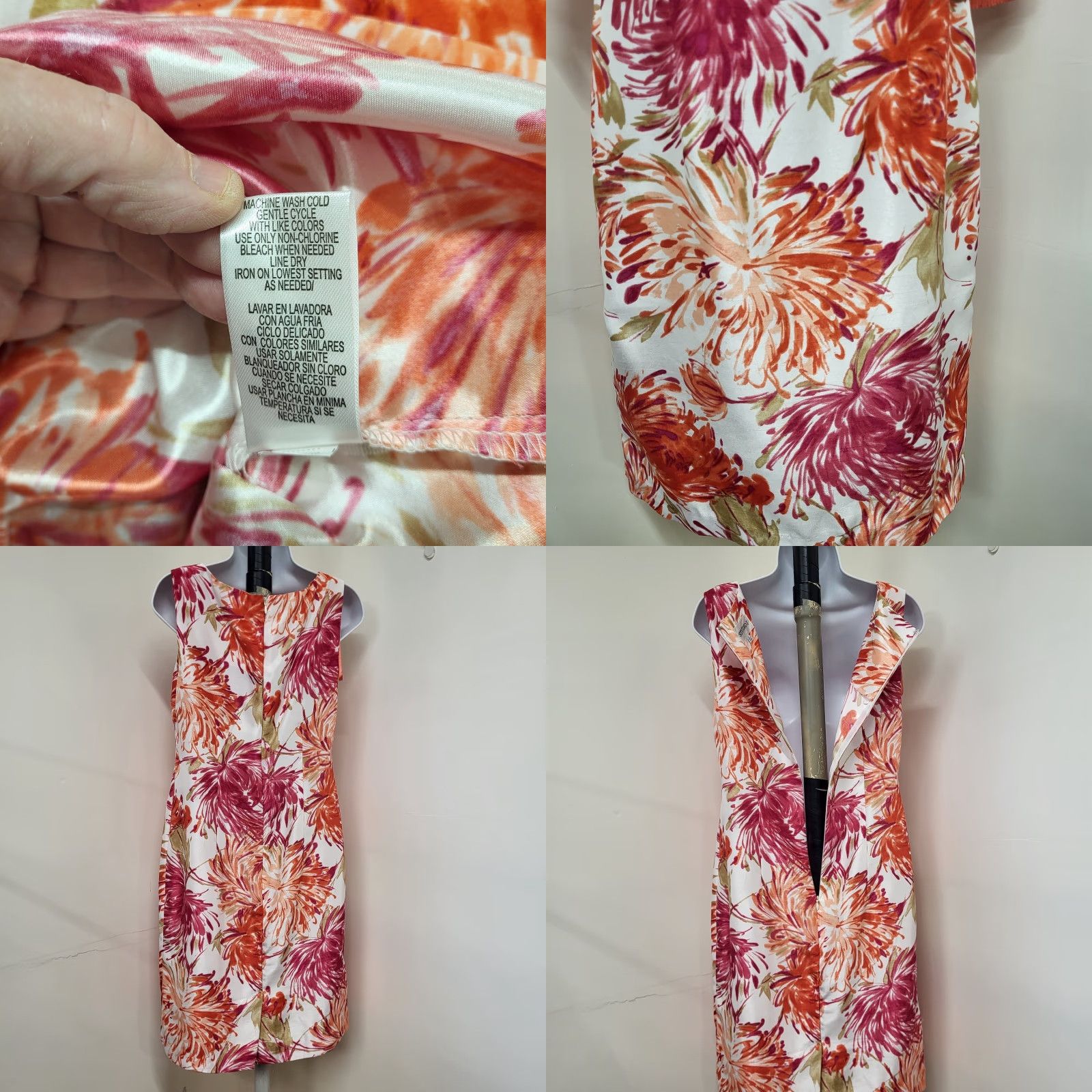 Vintage Studio 1 Two-Piece Dress Women's Size 6 Crew Neck Bodycon Floral Print Salmon Sleeveless Size M / US 6-8 / IT 42-44 - 9 Thumbnail