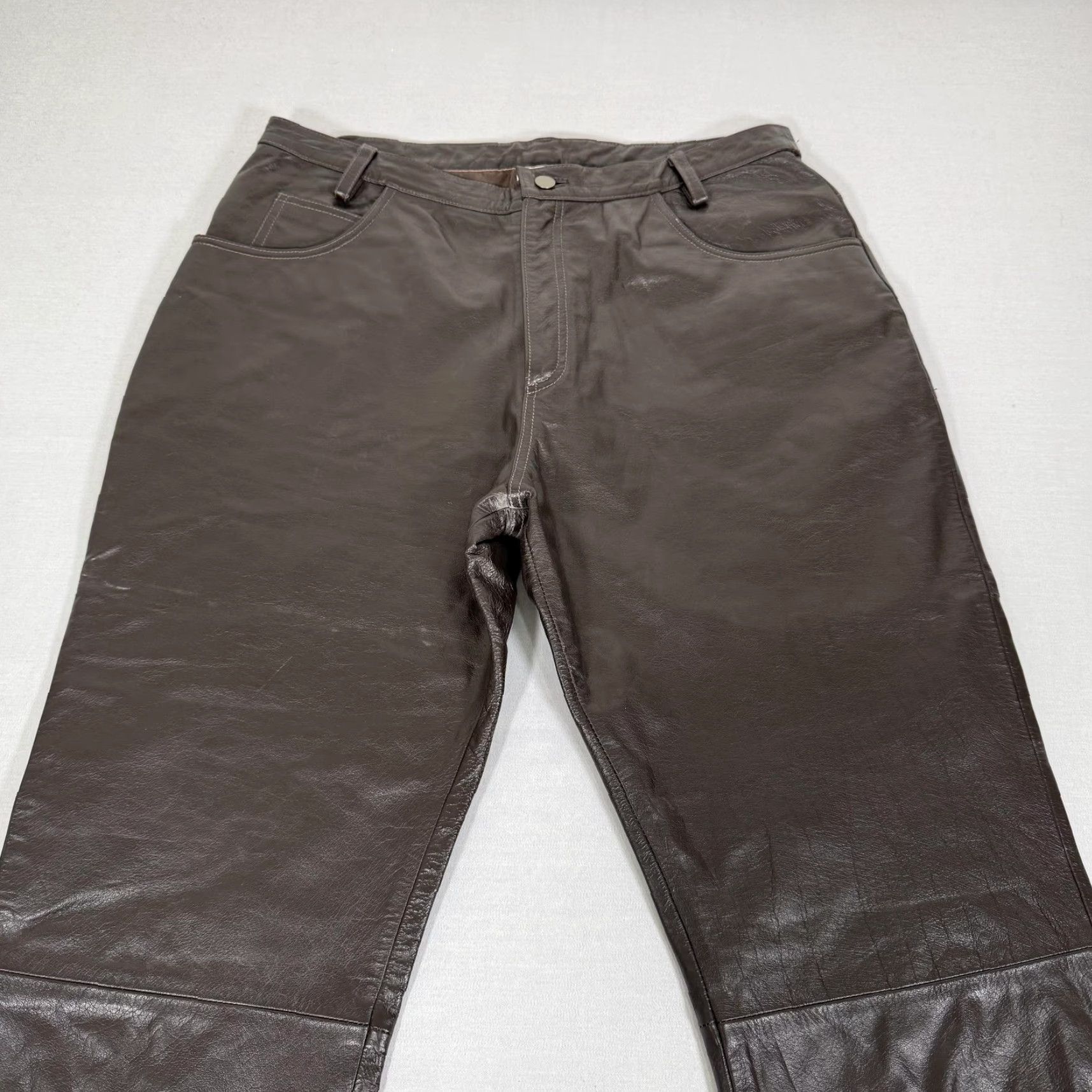 Vintage VINTAGE Wilsons Leather Pants Mens 38x36 Brown Bootcut Lined Motorcycle Biker Ride Leather Pants Mens Brown 90s Size US 38 / EU 54 - 2 Thumbnail