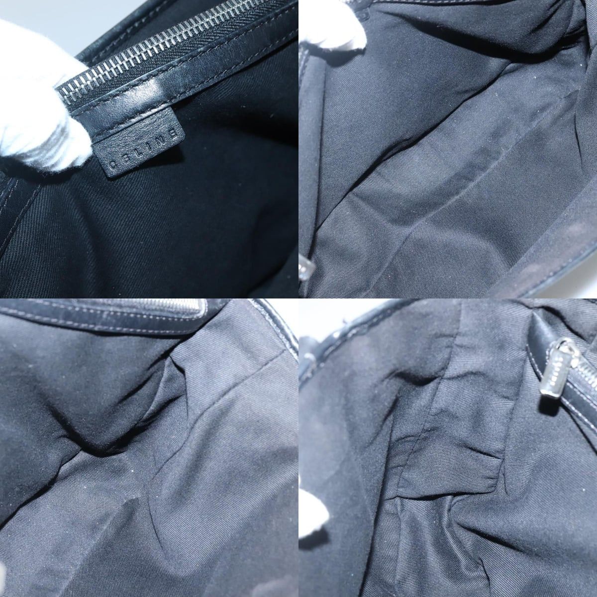 Celine CELINE C Macadam Canvas Hand Bag Suede Black Silver Size ONE SIZE - 11 Thumbnail