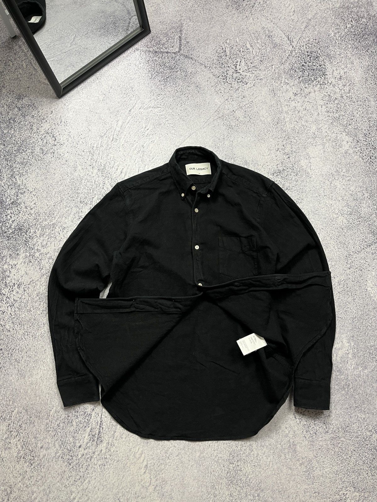 Our Legacy Our Legacy Black Cotton-Linen Overdyed Button Up Shirt Size US M / EU 48-50 / 2 - 7 Thumbnail