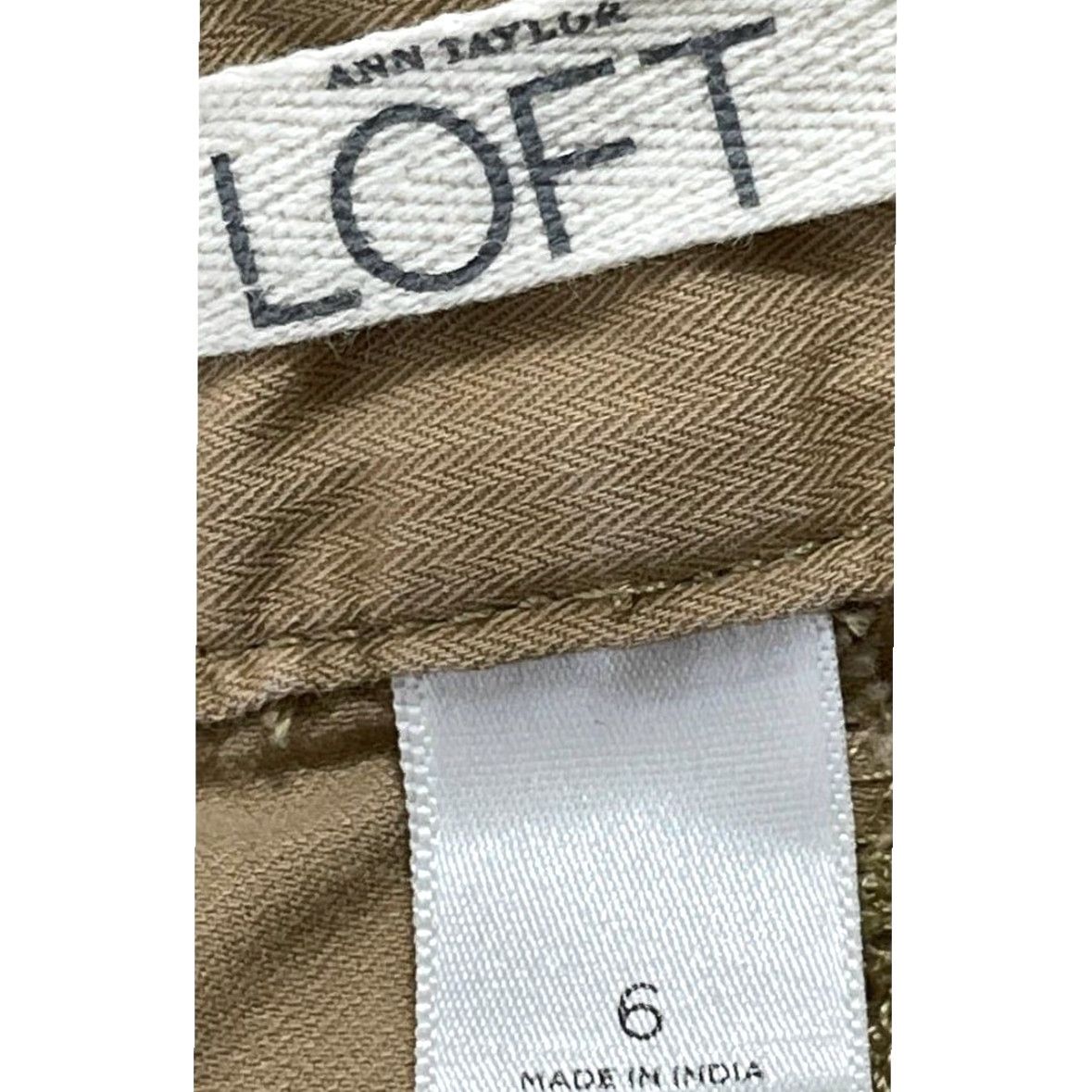 Ann Taylor LOFT Pants Womens Size 6 Tan Cargo Jogger 100% Cotton Safari Urban Utility Size 24" / US 00 / IT 34 - 3 Thumbnail