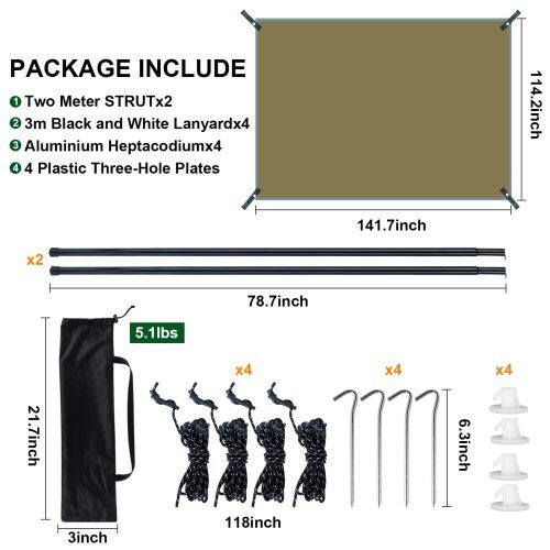 Designer × Homemade Camping Tarp Waterproof with Poles, Hammock Rain Fly Lightwe Size US L / EU 52-54 / 3 - 7 Thumbnail