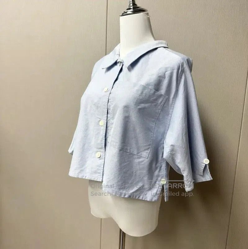 Thom Browne Thom Browne Stylish Blue Short Sleeve Blouse . Size M / US 6-8 / IT 42-44 - 3 Thumbnail