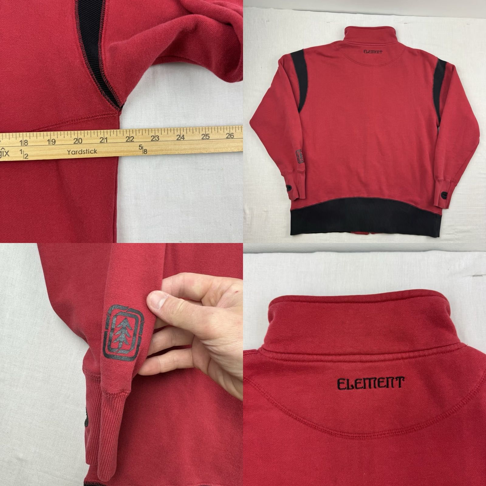 Element VINTAGE Element Sweatshirt Adult Large Full Zip Hipster Punk Y2K Thumbhole Red Mens Size US L / EU 52-54 / 3 - 9 Thumbnail