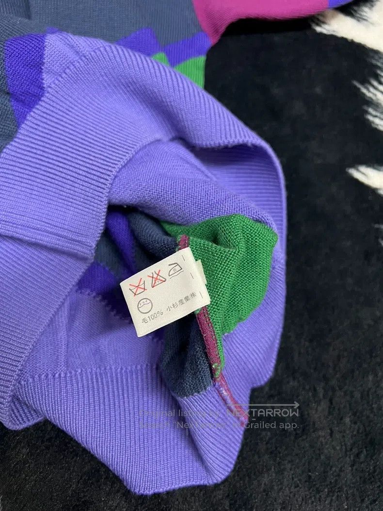 Kenzo 100% Wool Contrasting Color Sweater with Flock Logo
