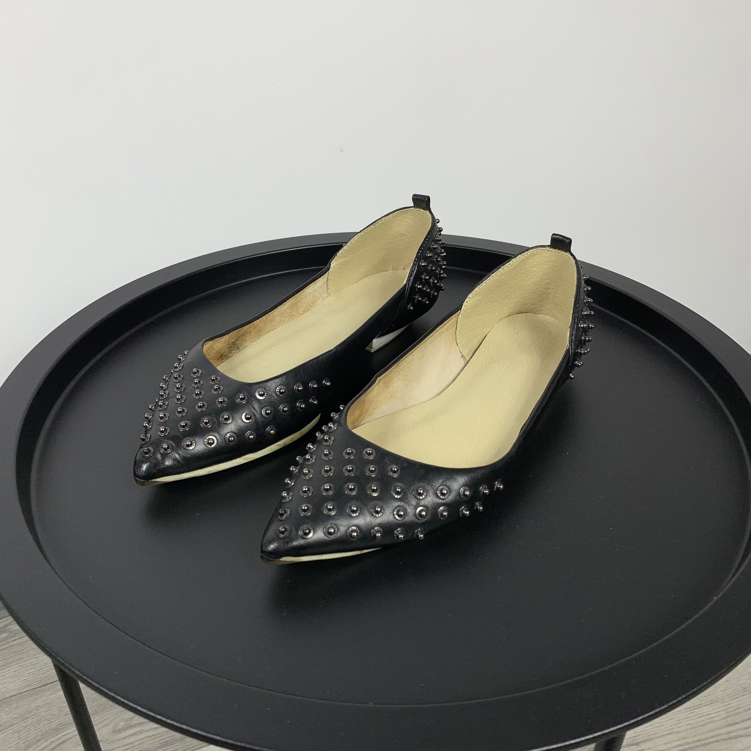 Diesel Vintage Diesel Y2K Rare Black Leather Flats Rivet Shoes Size US 8.5 / IT 38.5 - 6 Thumbnail