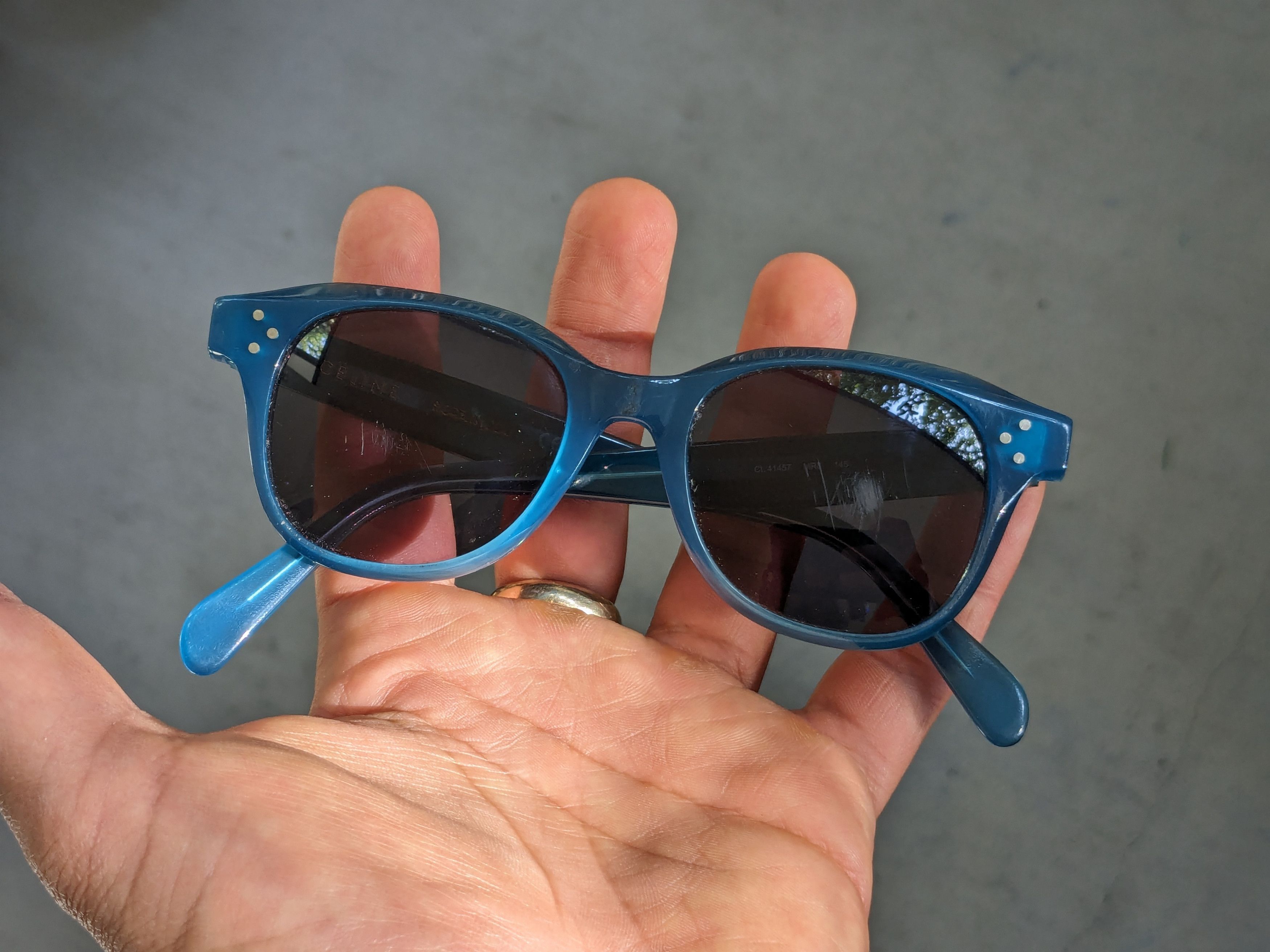 image of Celine Sunglasses Cl41457 Blue Round, Men's