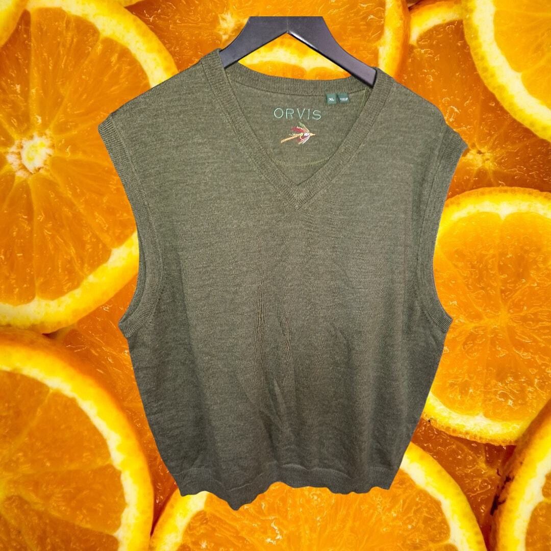 Orvis Orvis Merino Wool V Neck Green Sweater Vest Size XL Size US XL / EU 56 / 4 - 1 Thumbnail