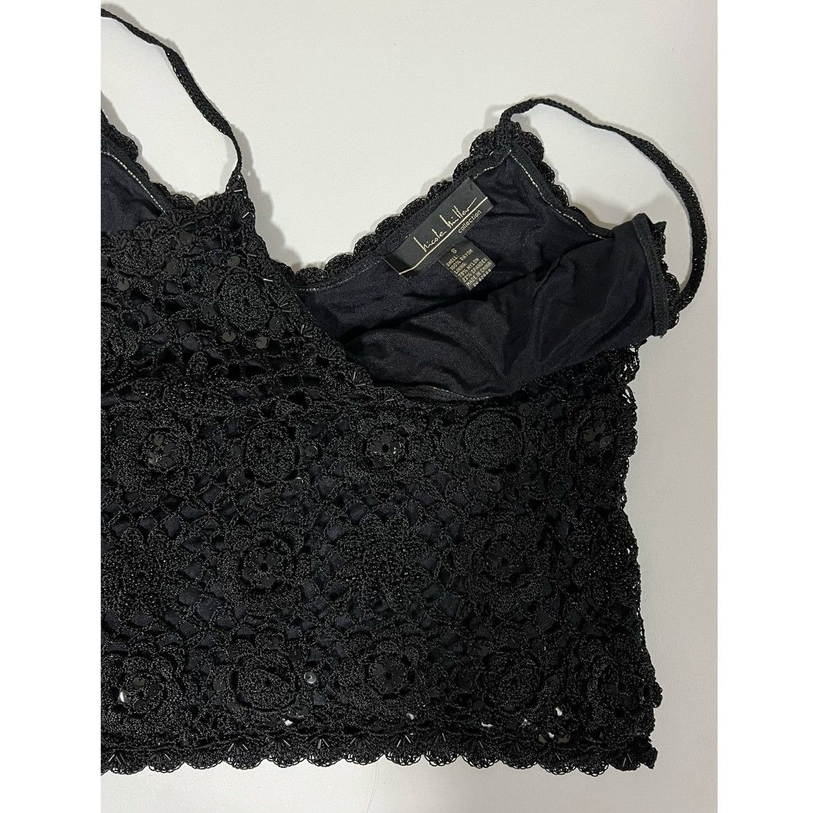 Nicole Miller Nicole Miller Black Crochet Beaded Top Shirt Blouse Size S 🖤 Size S / US 4 / IT 40 - 7 Thumbnail