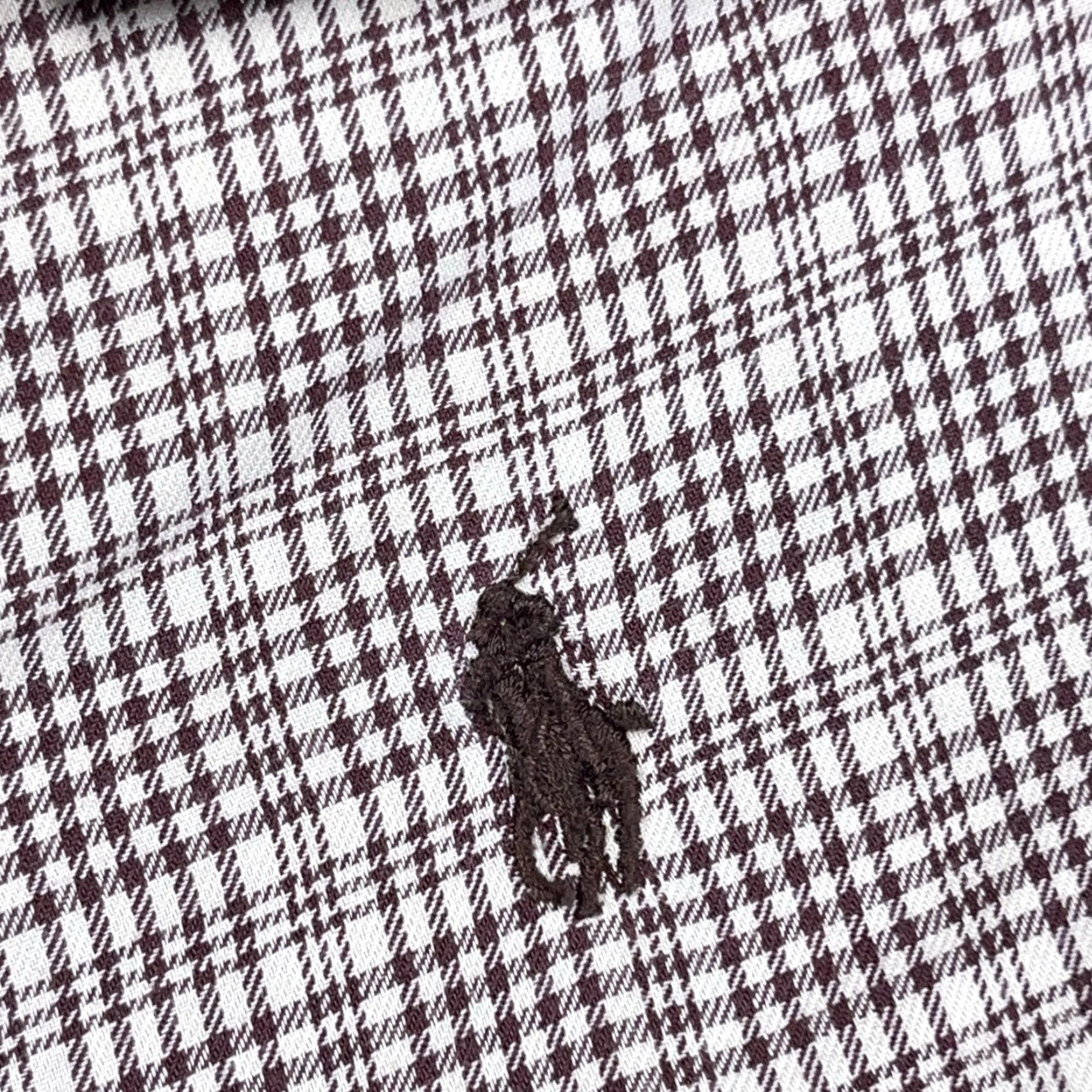 Ralph Lauren Ralph Lauren Button-Up Shirt Men Large Brown Houndstooth Plaid Blake Dress Casual Workwear Button-Front Long Sleeve Cotton Size 42R - 3 Thumbnail