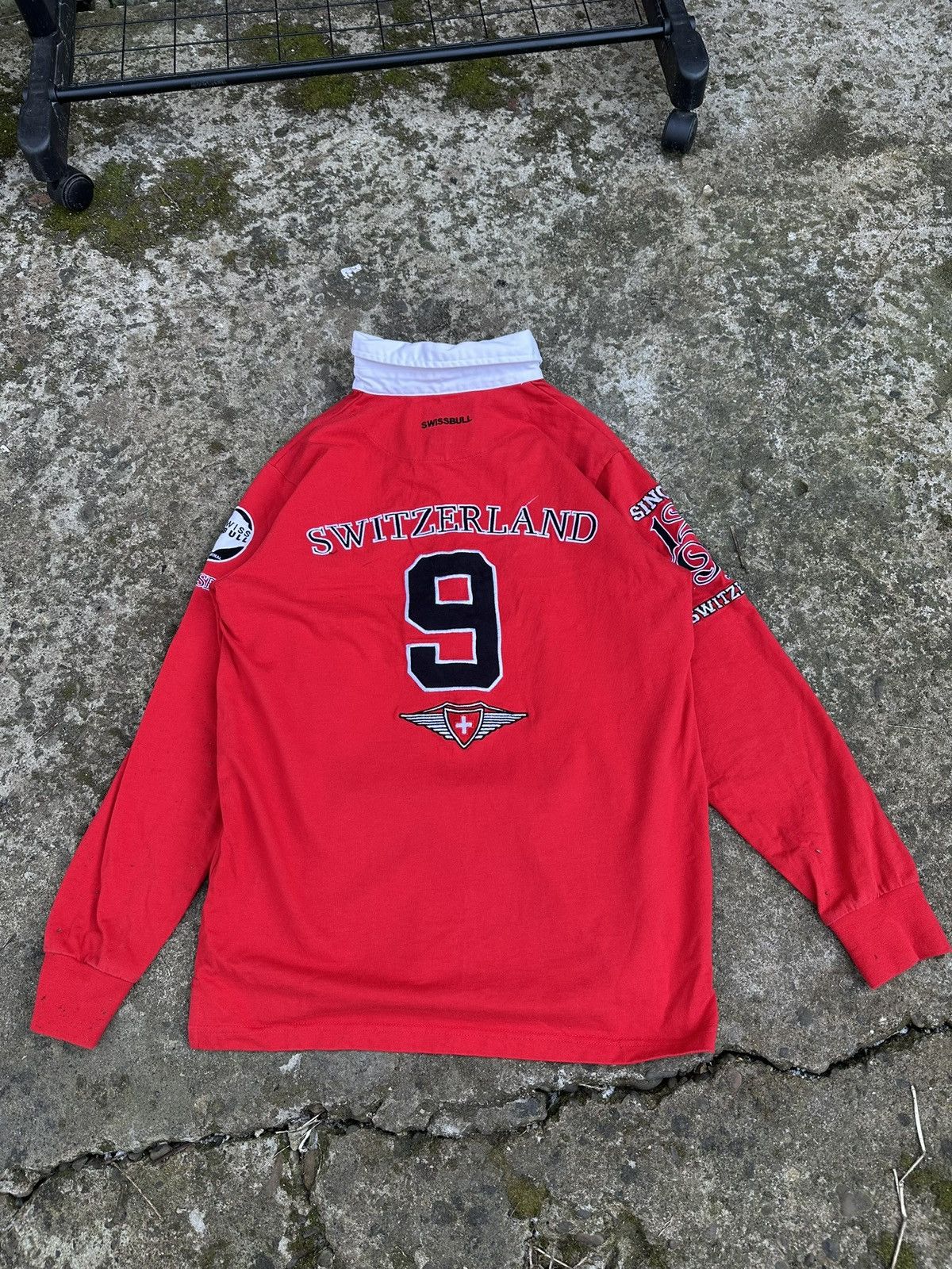 Rugby Ralph Lauren × Vintage Vintage Swiss Bull Switzerland Team Rugby Longsleeve #9 Rare Size US S / EU 44-46 / 1 - 7 Thumbnail