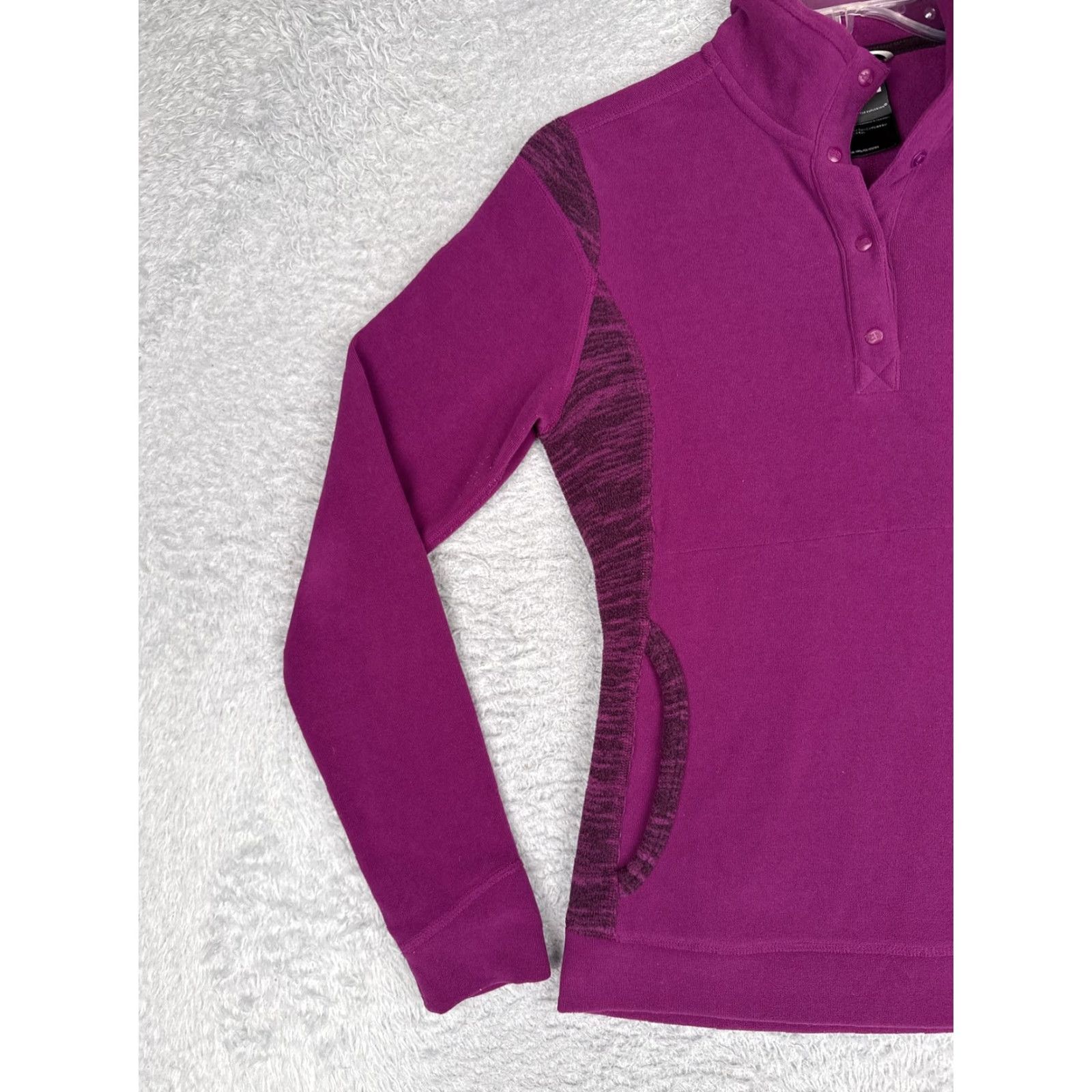 The North Face The North Face Sweater Womens XS Purple Fleece Henley Snap Pockets Mock Neck Raglan Slim Pullover Casual Winter Snow Ski Travel Size XS / US 0-2 / IT 36-38 - 3 Thumbnail