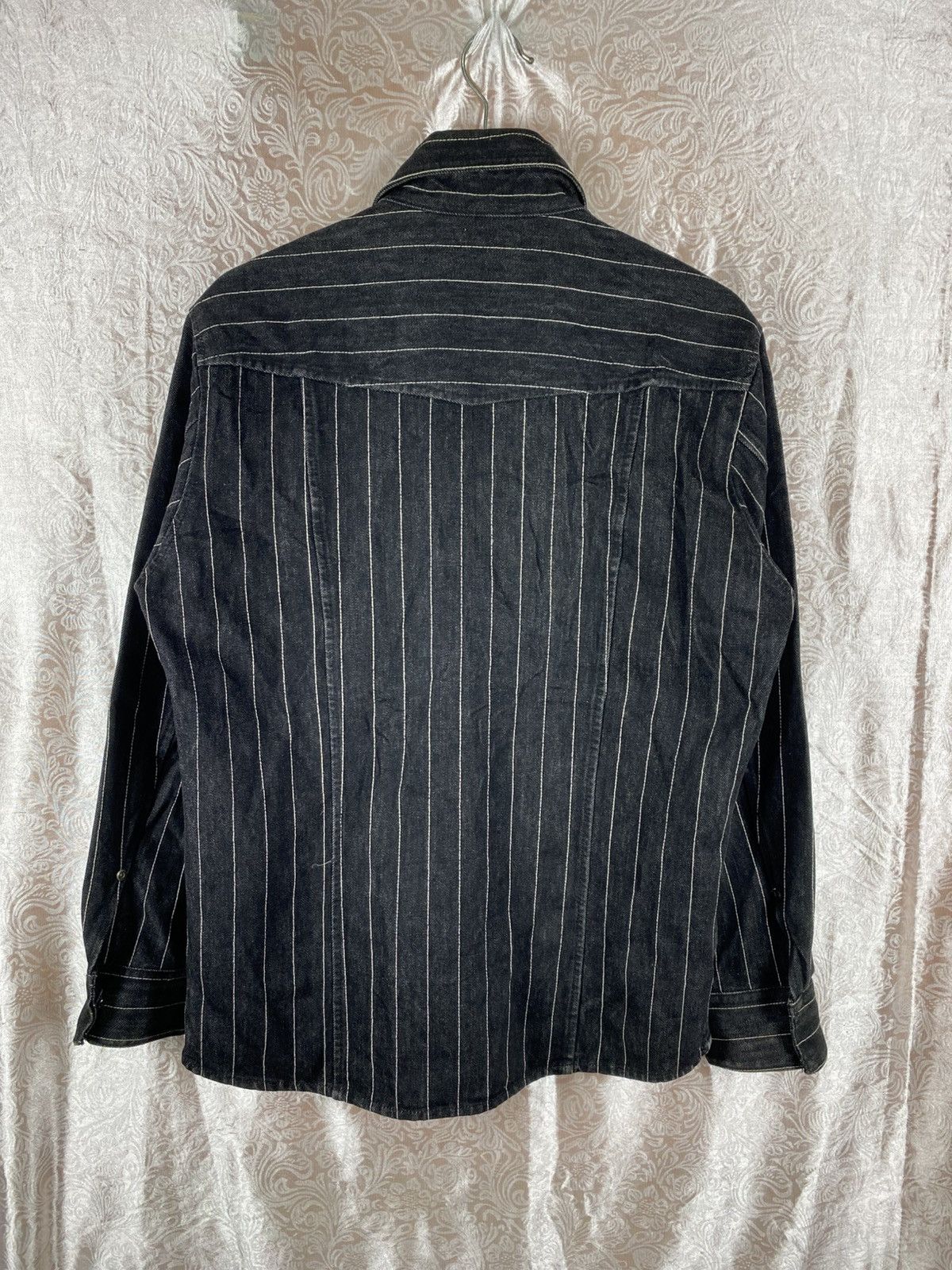 ADAM ET ROPE ADAM ET ROPÉ Black Pinstripe Denim Jacket Vintage Workwear Size US S / EU 44-46 / 1 - 10 Thumbnail