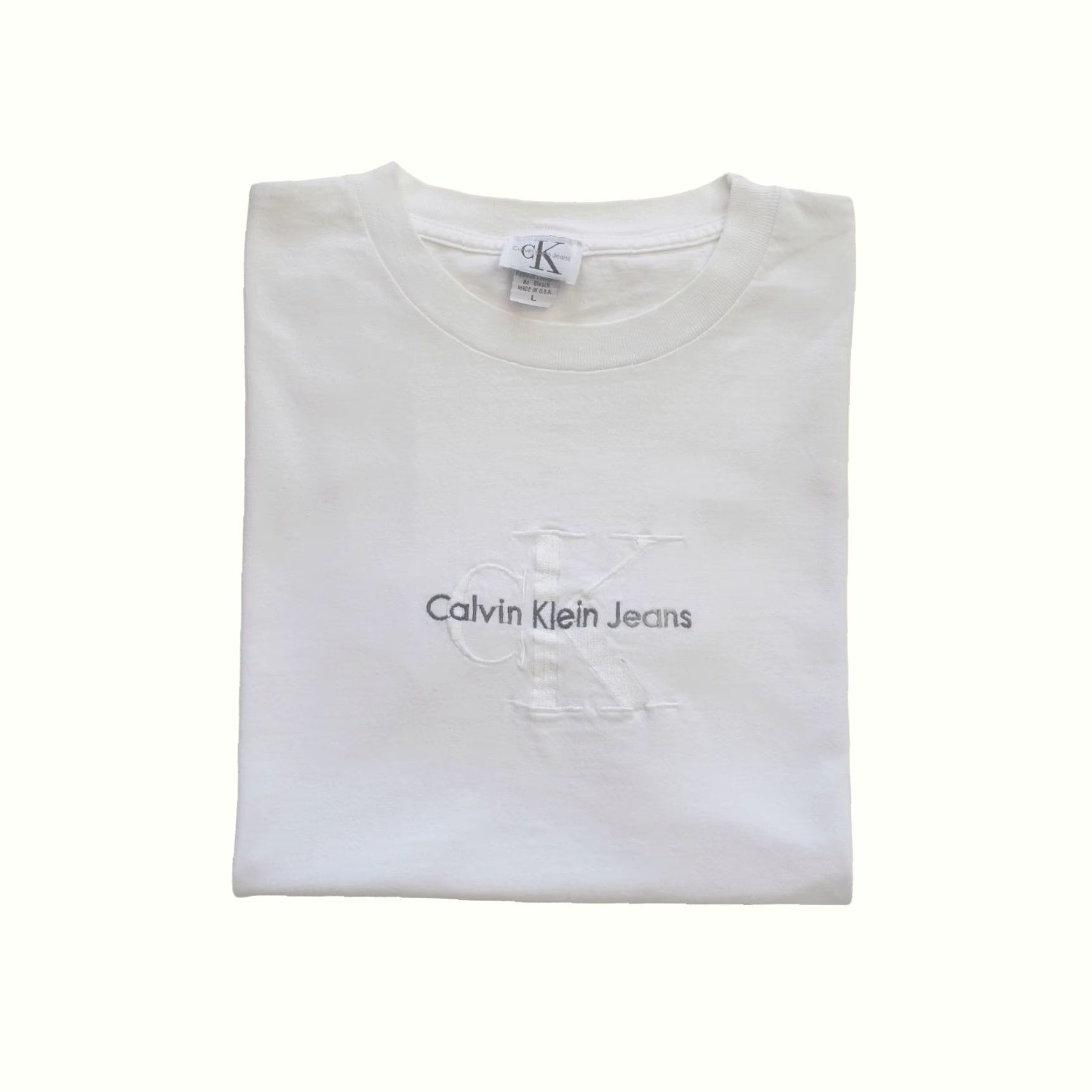 Calvin Klein CALVIN KLEIN JEANS USA MADE VTG 90s RETRO GRAPHIC DISTRESSED WHITE T SHIRT SZ L Mens Shirt Size US L / EU 52-54 / 3 - 2 Thumbnail