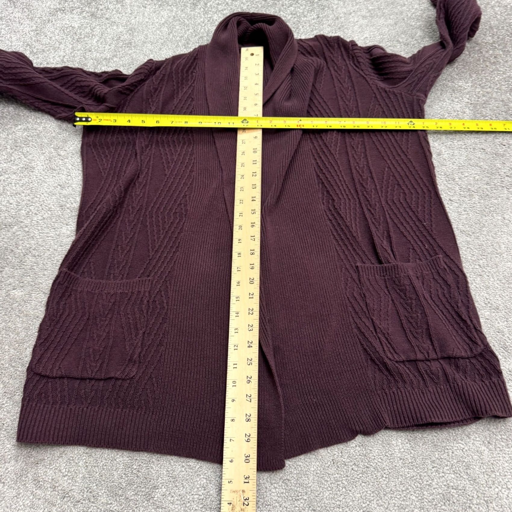 Vintage St. Johns' Bay Cotton Cardigna Sweater Womens XL Deep Purple Cable Knit Shawl Cardigan Knit All Seasons Casual Size XL / US 12-14 / IT 48-50 - 7 Thumbnail