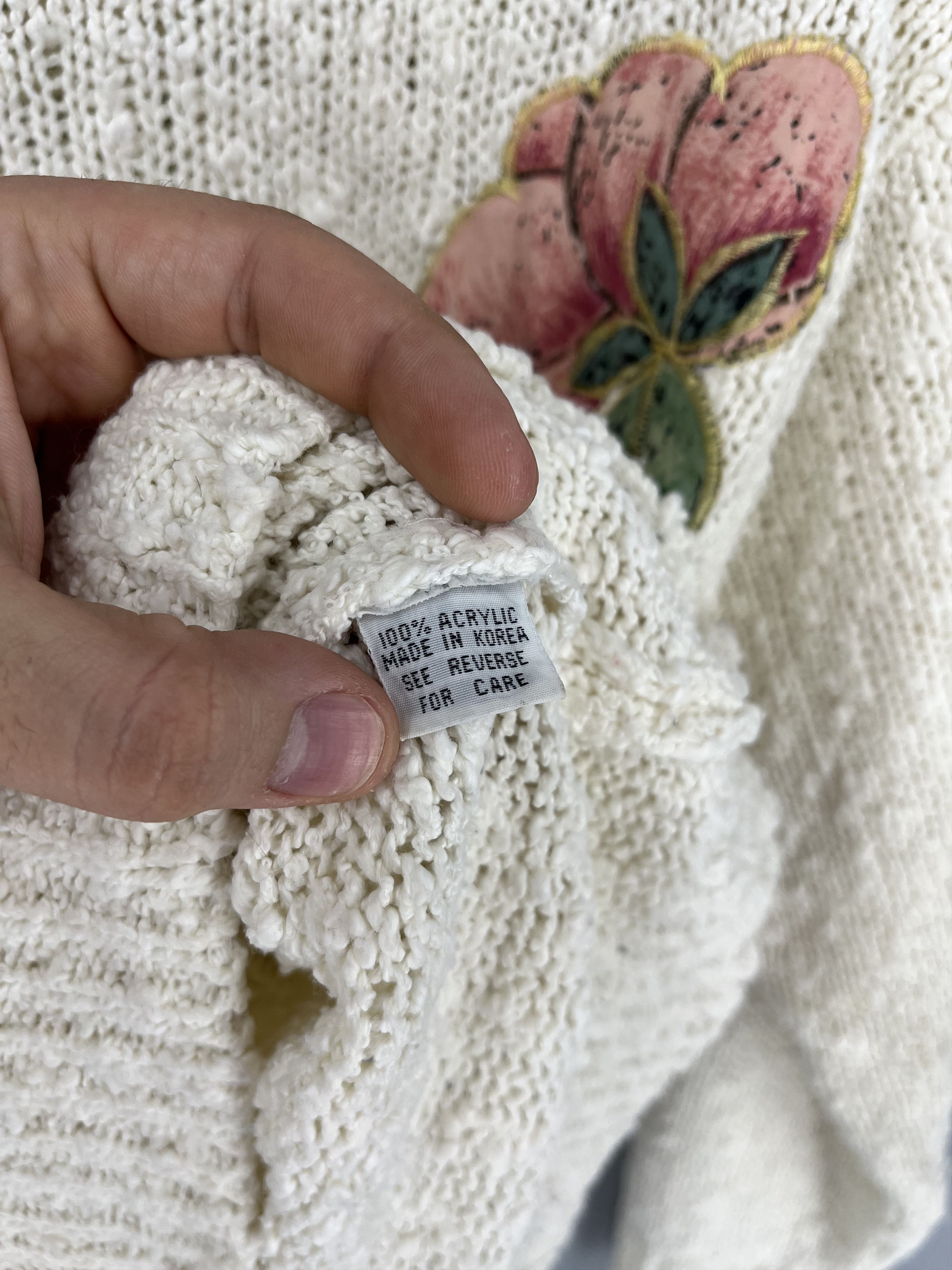 Japanese Brand Vintag BeigeLace With Flower Knitwear Sweater Made in Korea Size M / US 6-8 / IT 42-44 - 9 Thumbnail