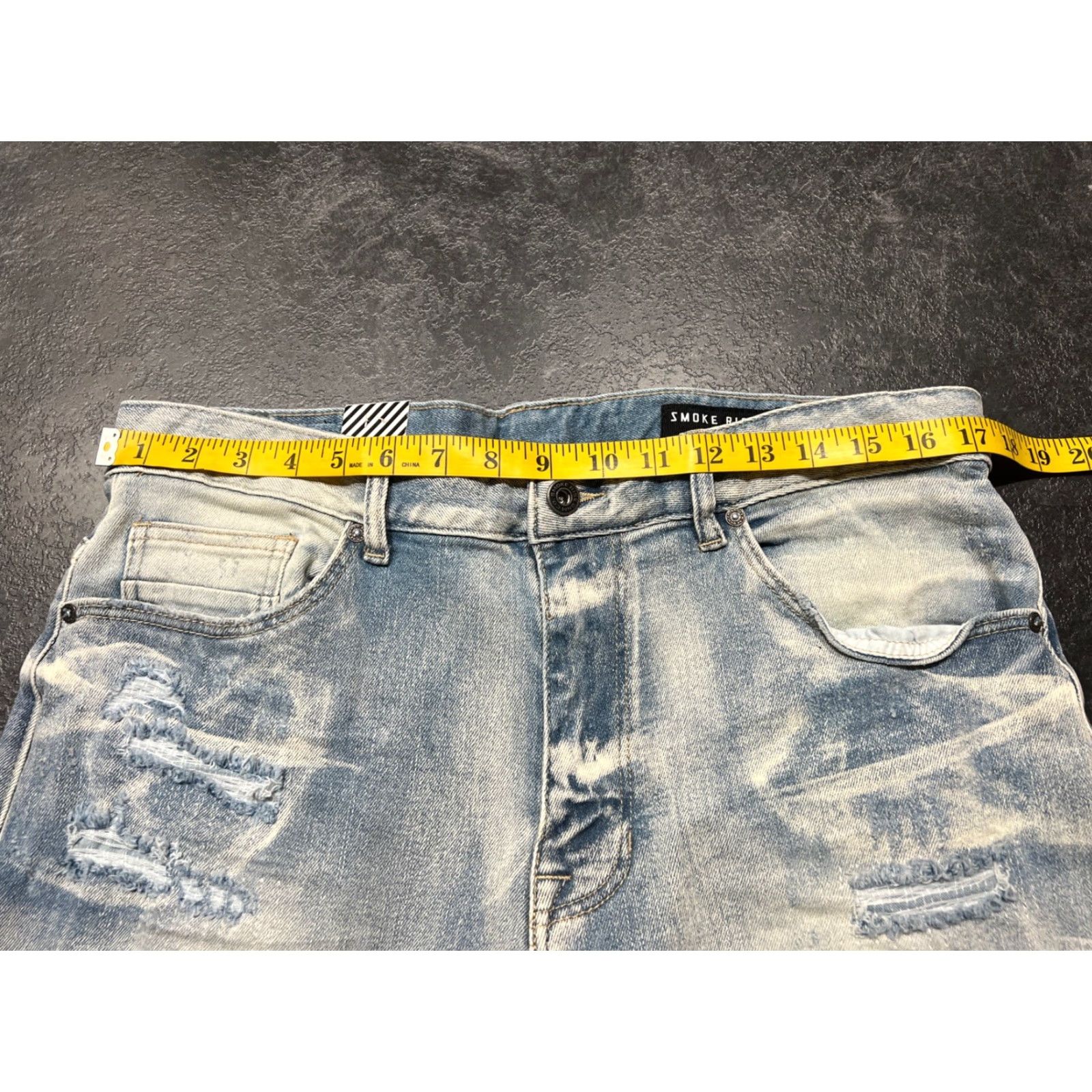Both Smoke Rise Men Jeans Skinny Leggings Zip Front Distressed 5-Pocket Denim Blue 34x34 Slim Stretch Mid Rise Belt Loops Cotton Blend Regular Size Size US 34 / EU 50 - 6 Thumbnail
