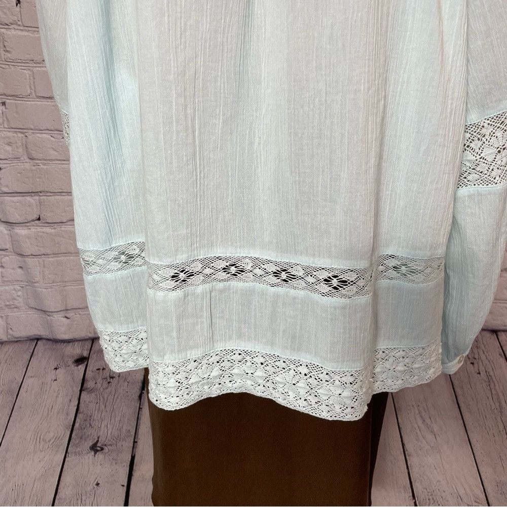 Chicos NWT New Chico's Mint Cotton Crochet Trim Tassel Long Sleeve Size XL / US 12-14 / IT 48-50 - 5 Thumbnail