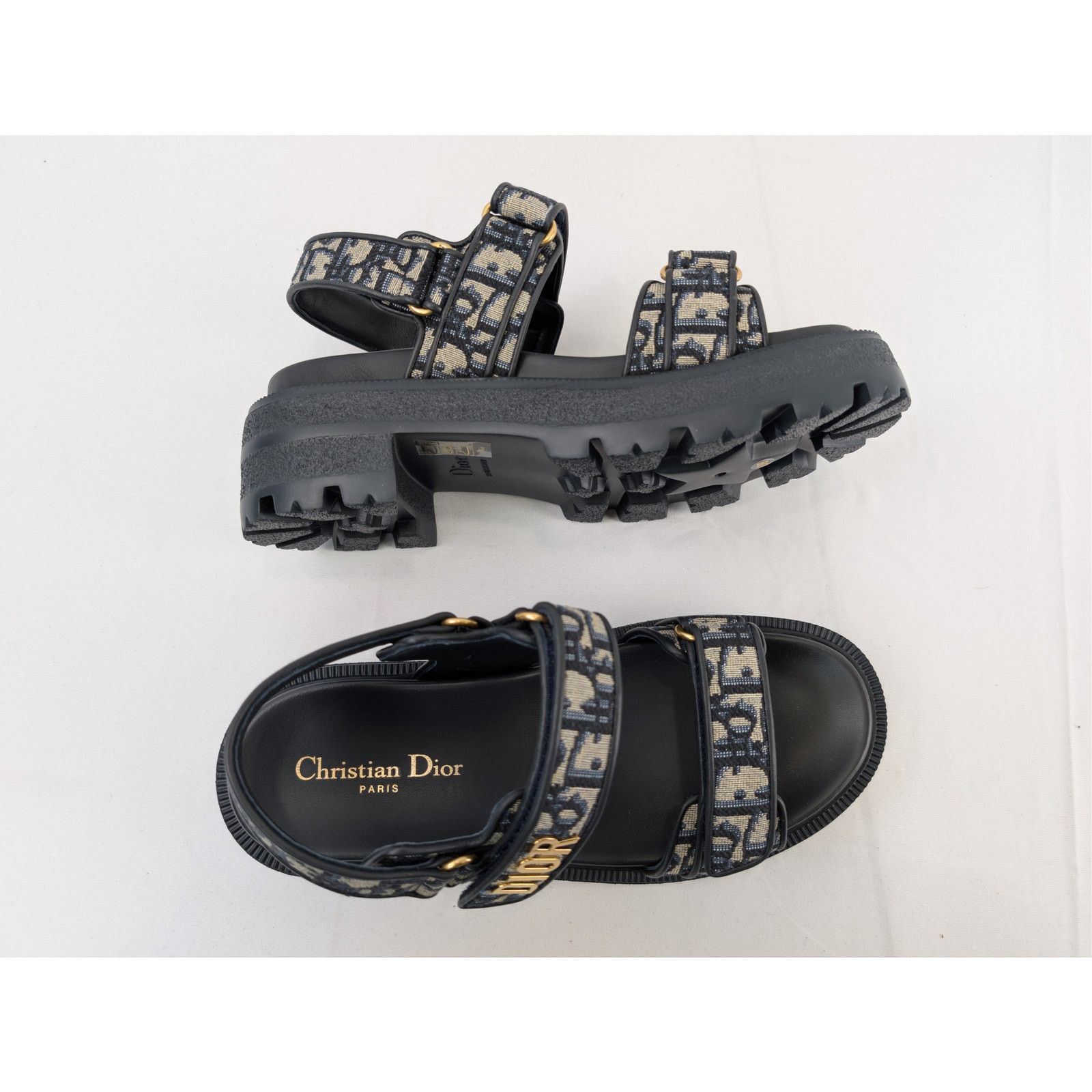 Dior o1rshd1 Oblique Fabric canvas Dioract platform sandal black Size US 8 / IT 38 - 1 Thumbnail