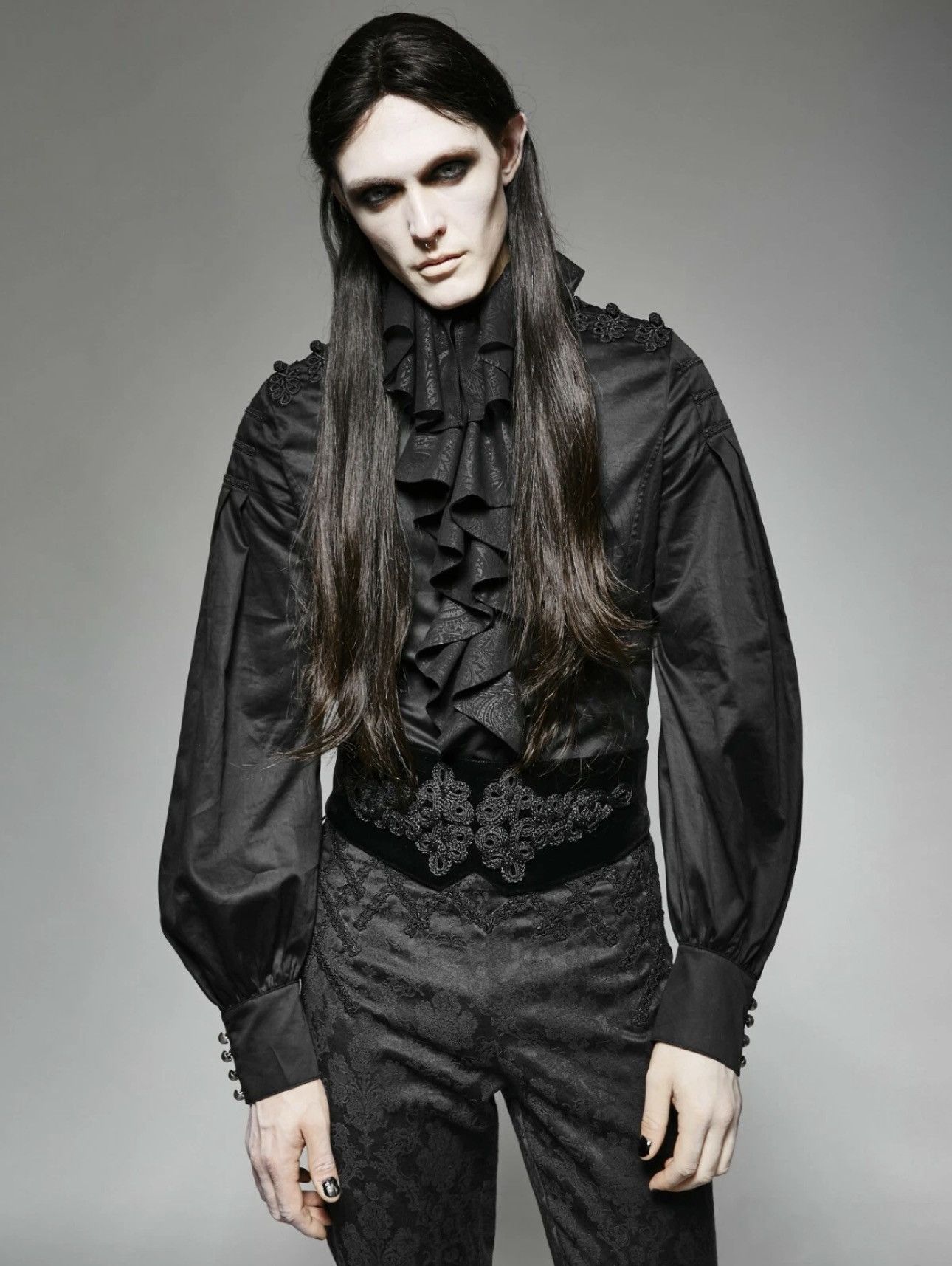 Mari's Rock Punk Rave Ruffled Vampire Gothic Shirt Size US M / EU 48-50 / 2 - 1 Thumbnail