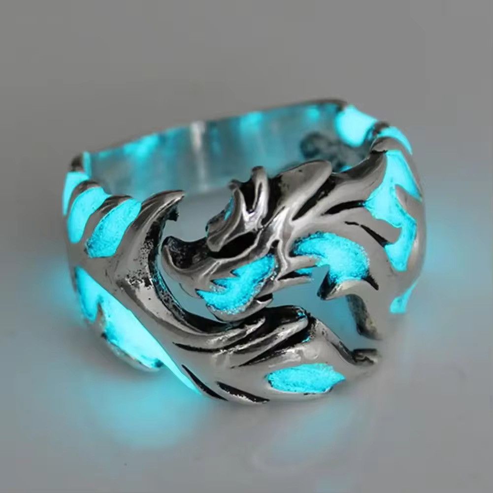 Jewelry × Vintage Adjustable Blue Luminous Dragon Retro Ring Size ONE SIZE - 2 Thumbnail