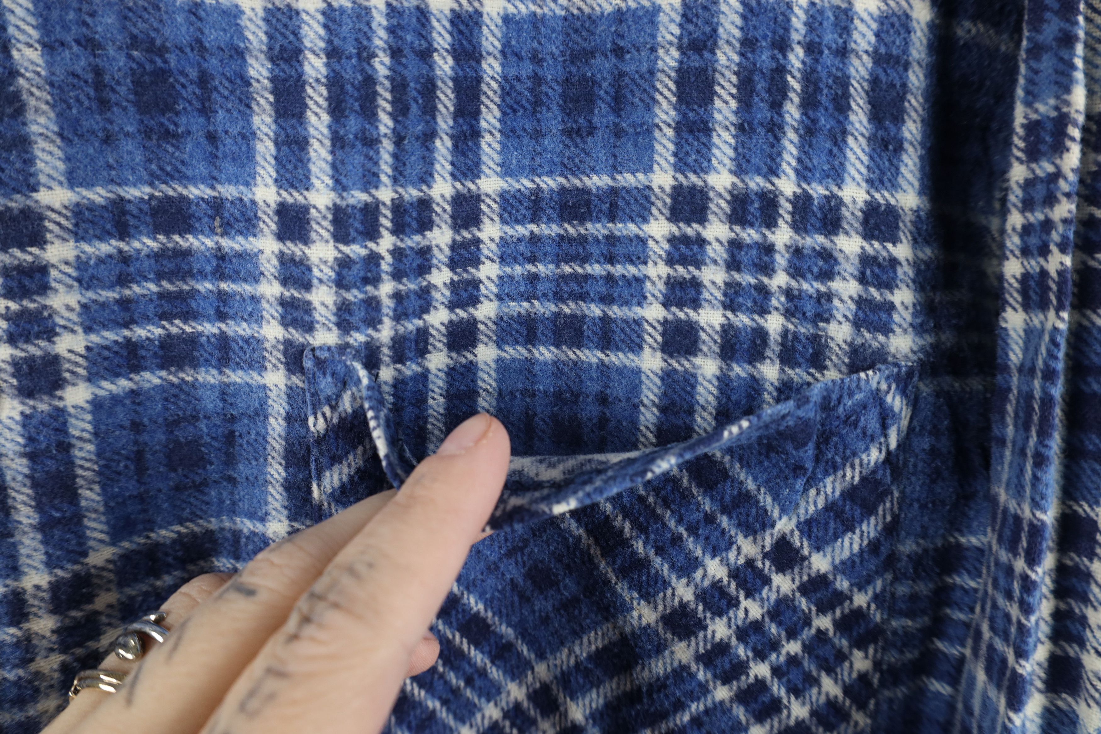 Dickies Vintage 70s Dickies Flannel Collared Button Shirt Blue Plaid Size US M / EU 48-50 / 2 - 4 Thumbnail